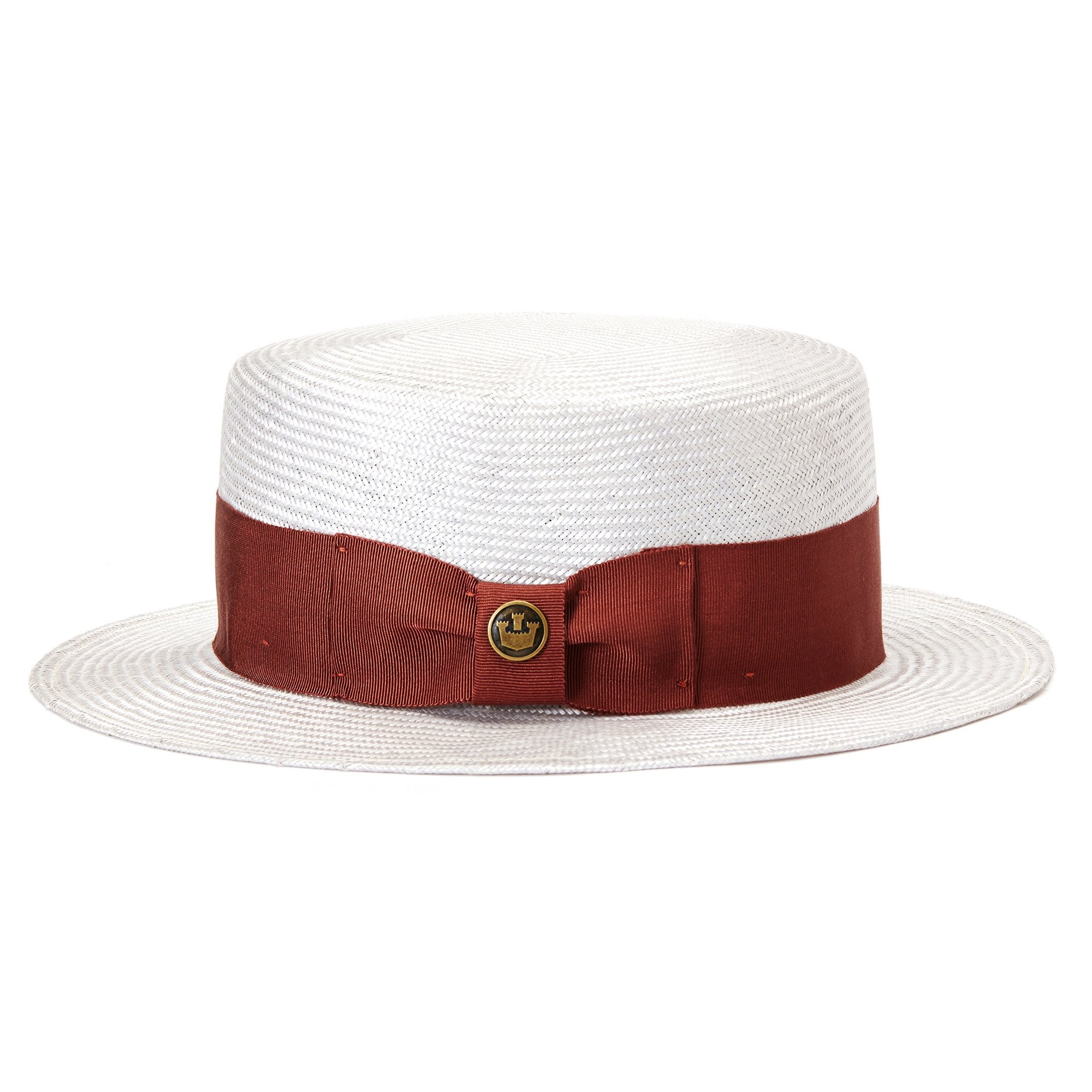 Goorin Bros. tipper prescot straw boater fedora Grey side view