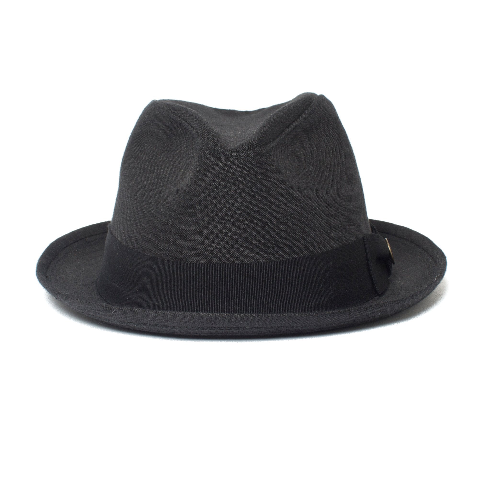 Goorin Bros. dan pines center dent medium brim linen fedora hat Black front view