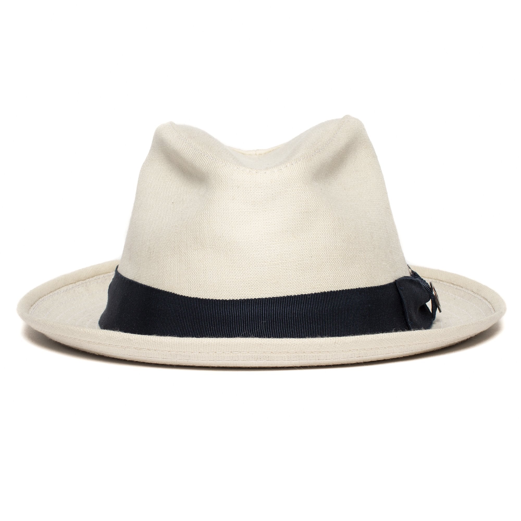 Goorin Bros. dan pines center dent medium brim linen fedora hat Creme front view