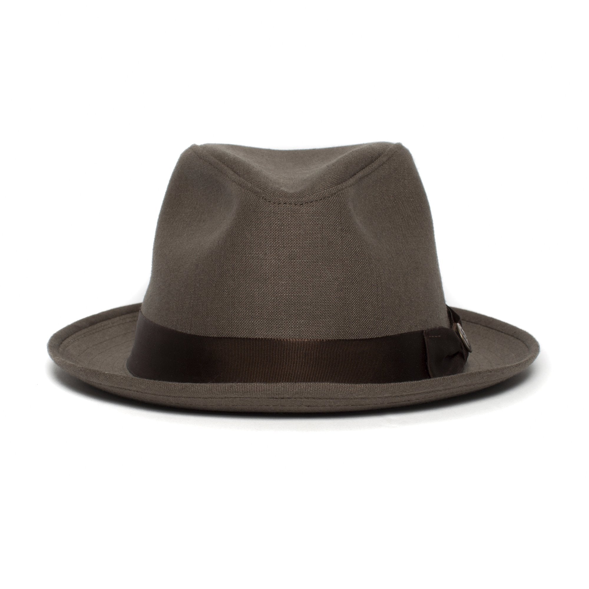Goorin Bros. dan pines center dent medium brim linen fedora hat Khaki front view