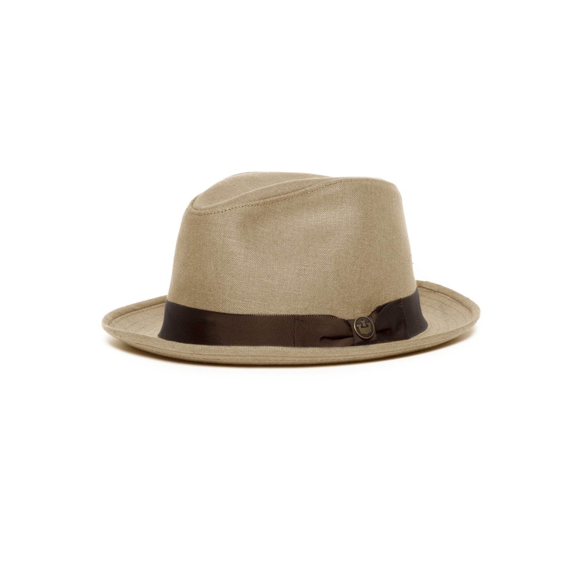 Goorin Bros. dan pines center dent medium brim linen fedora hat Khaki left side view