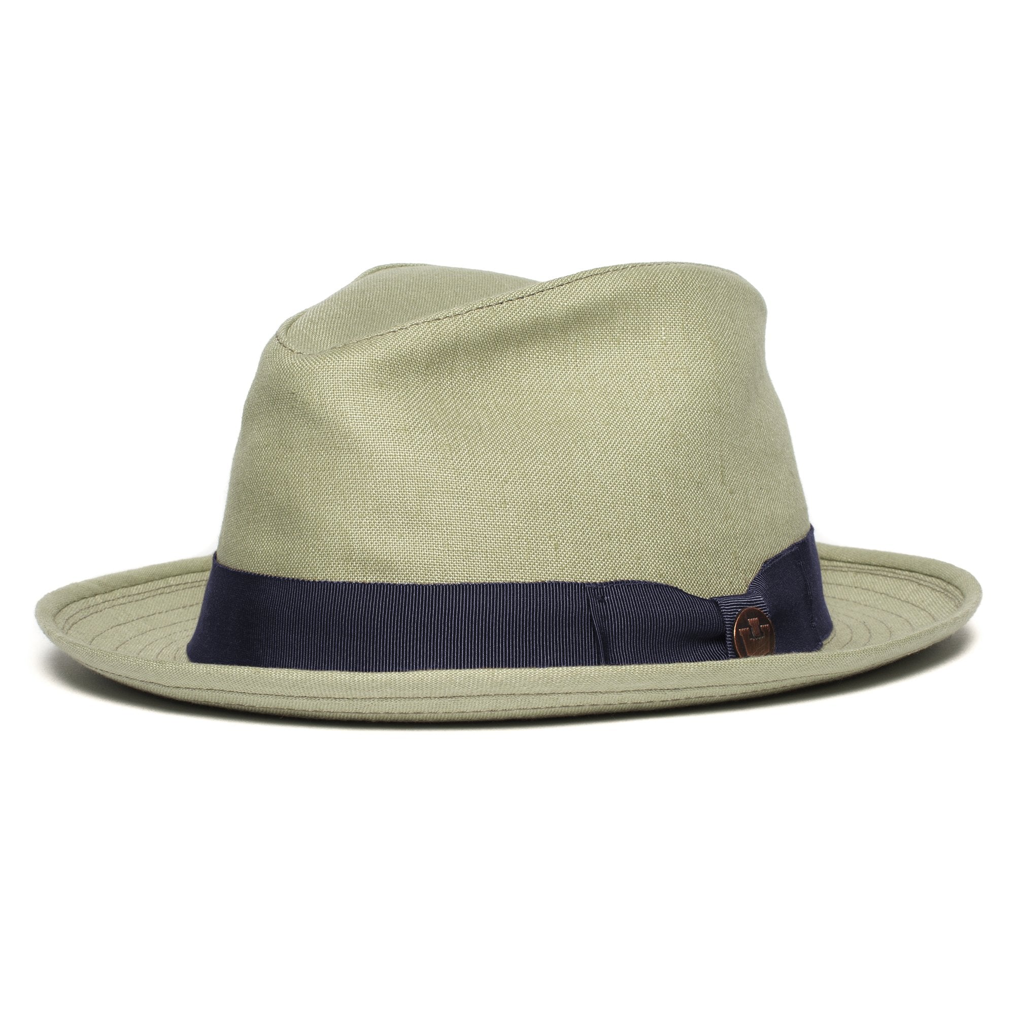 Goorin Bros. dan pines center dent medium brim linen fedora hat Sage left side view