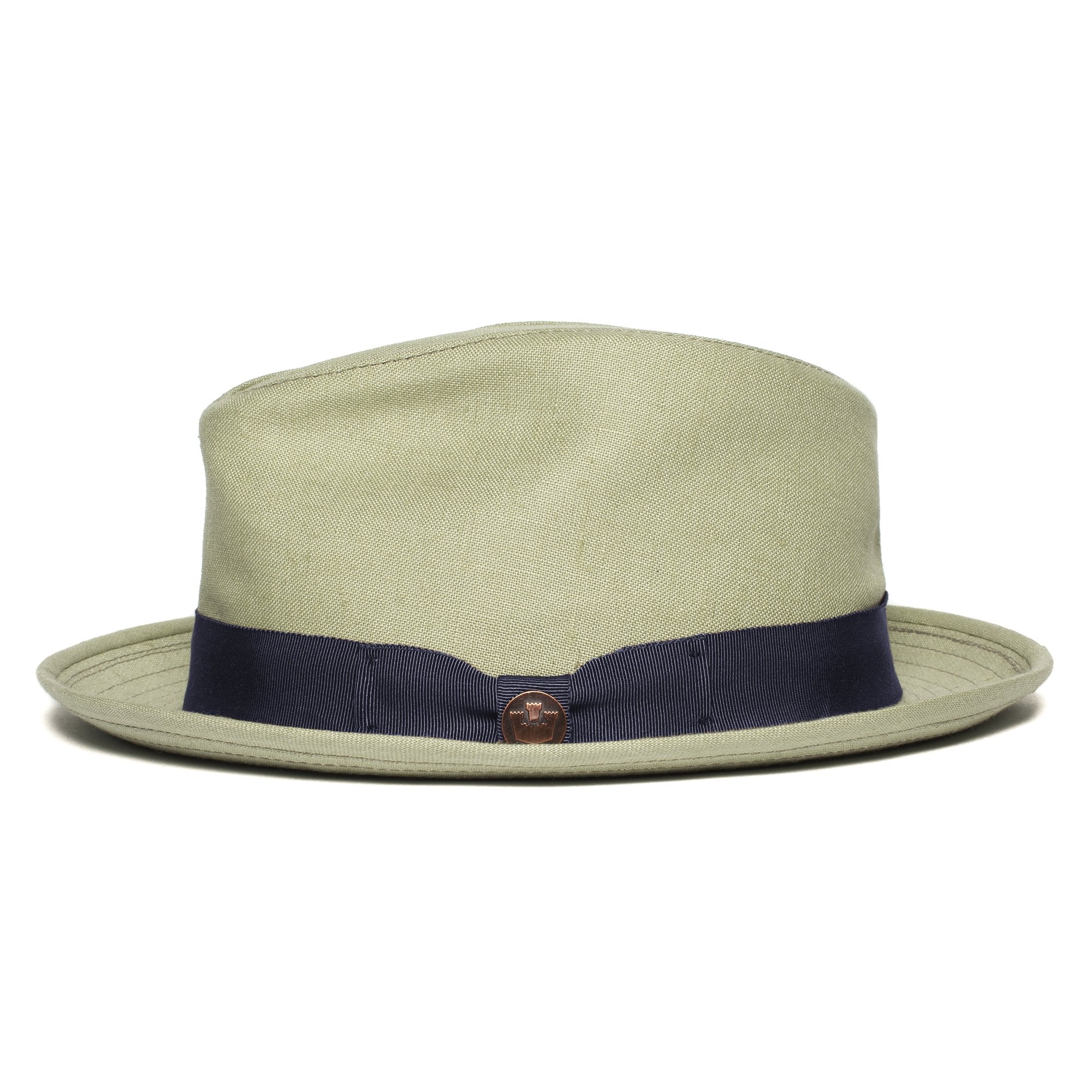 Goorin Bros. dan pines center dent medium brim linen fedora hat Sage side view