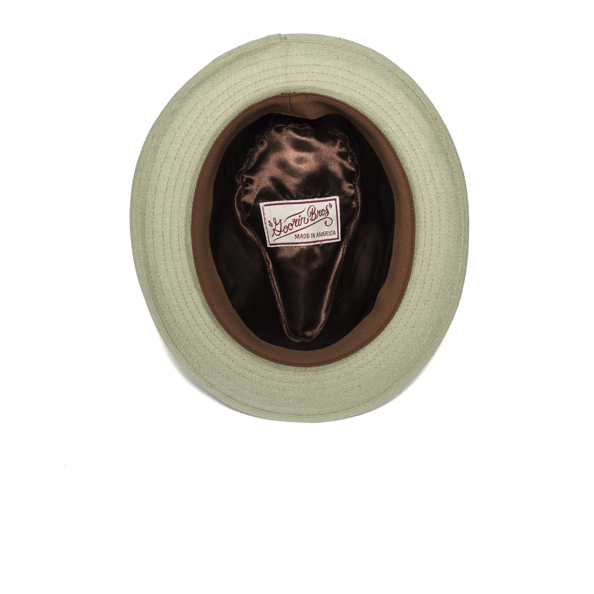 Goorin Bros. dan pines center dent medium brim linen fedora hat Sage under view