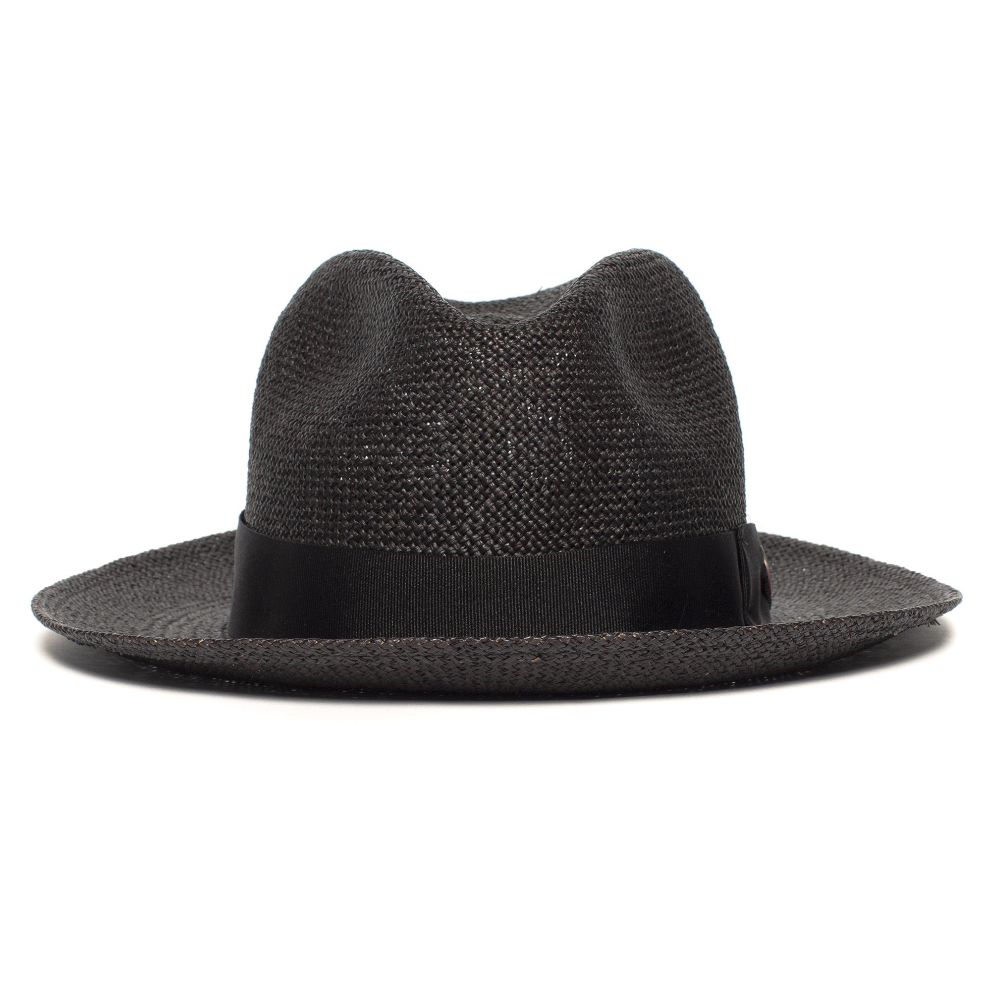 Goorin Bros. puerto lopez center dent wide brim straw fedora hat Black front view