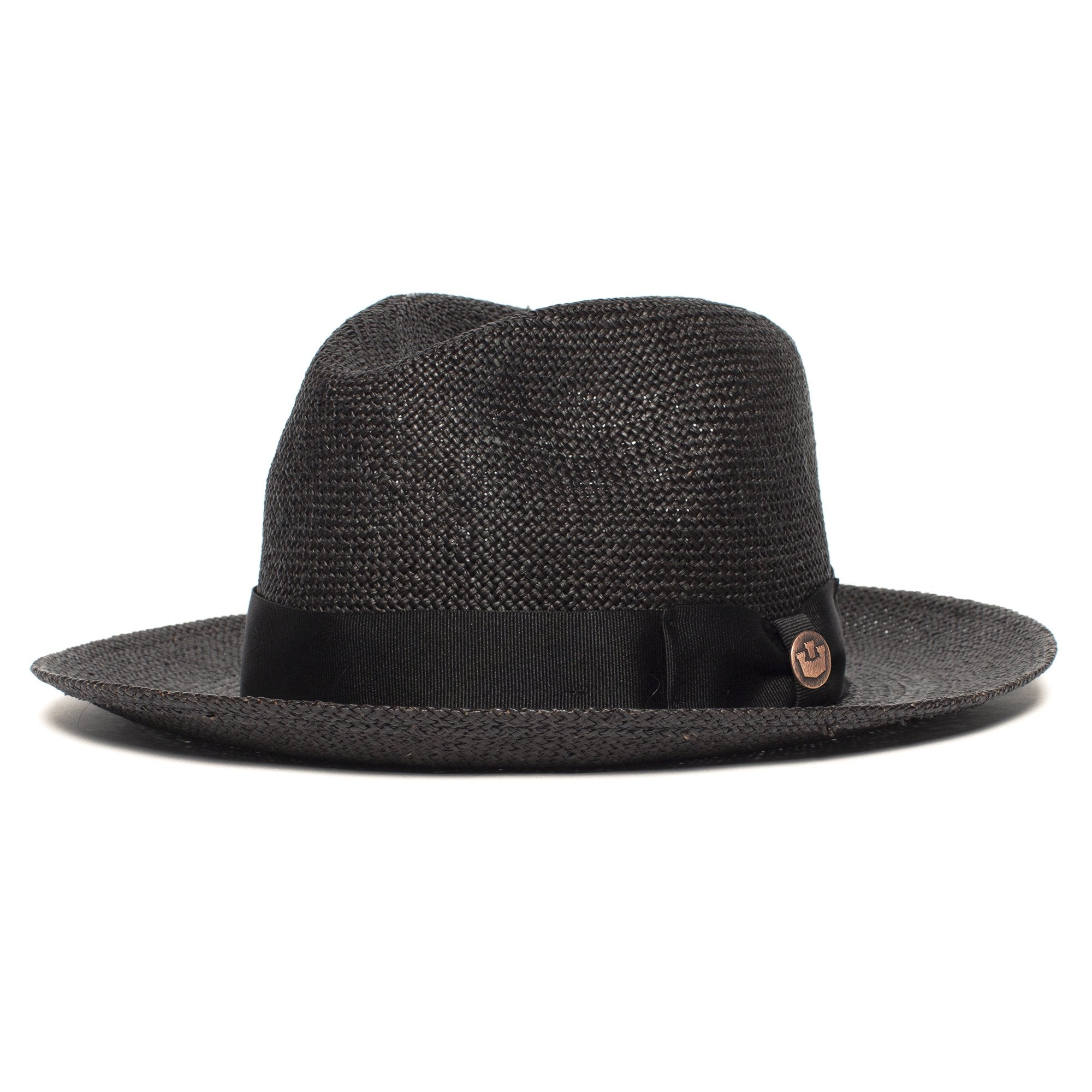 Goorin Bros. puerto lopez center dent wide brim straw fedora hat Black left side view