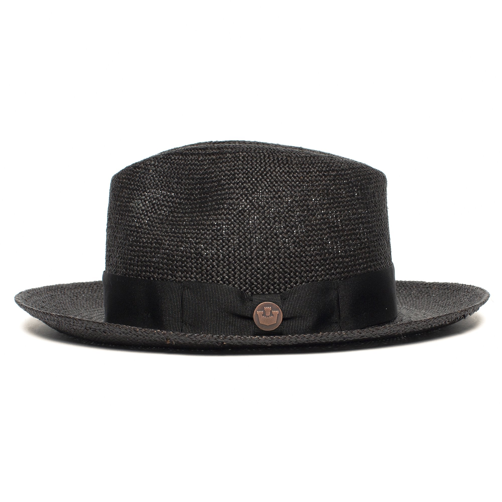 Goorin Bros. puerto lopez center dent wide brim straw fedora hat Black side view