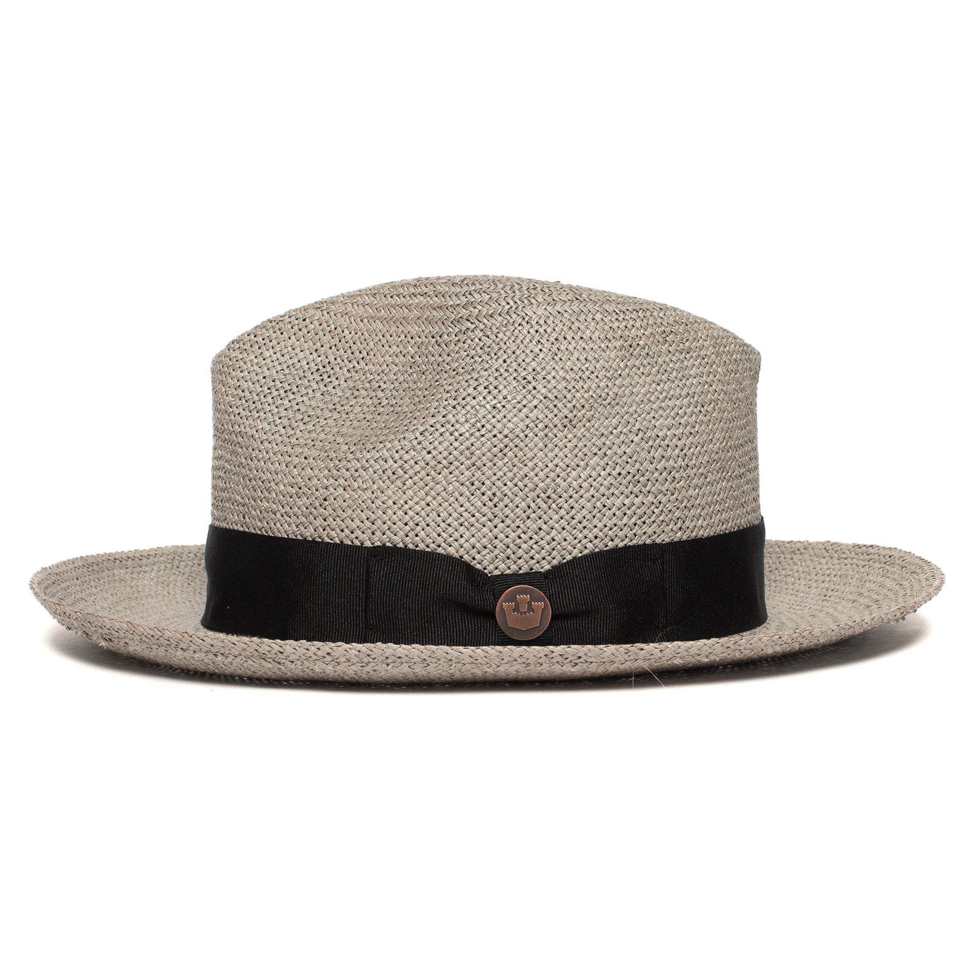 Goorin Bros. puerto lopez center dent wide brim straw fedora hat Grey side view