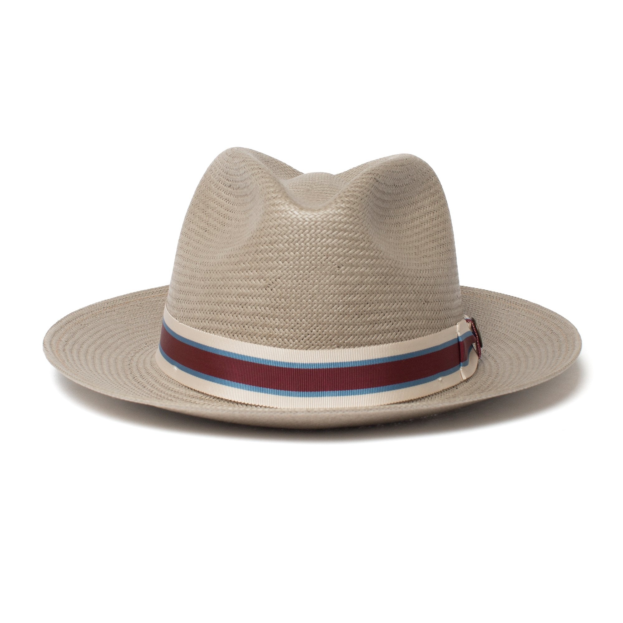 Goorin Bros. waterway center dent wide brim straw fedora hat Grey front view