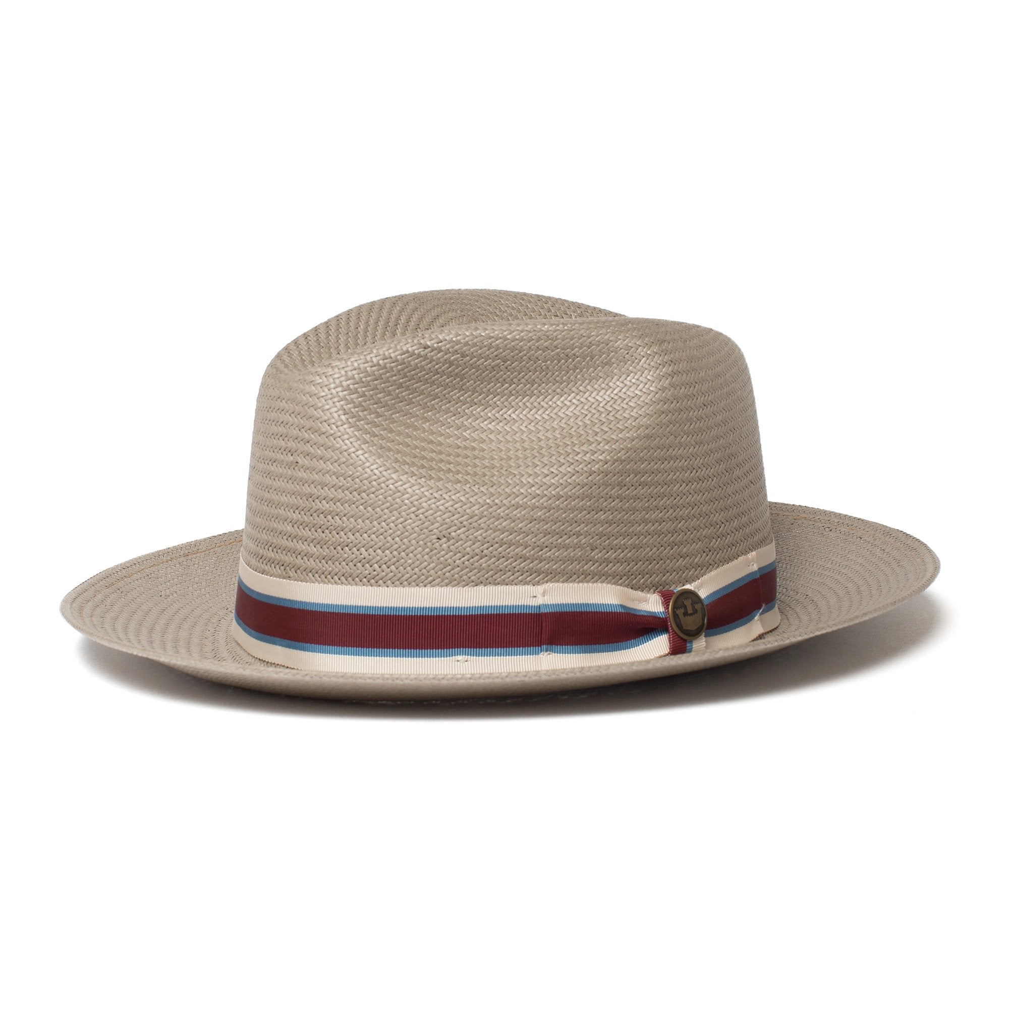 Goorin Bros. waterway center dent wide brim straw fedora hat Grey left side view