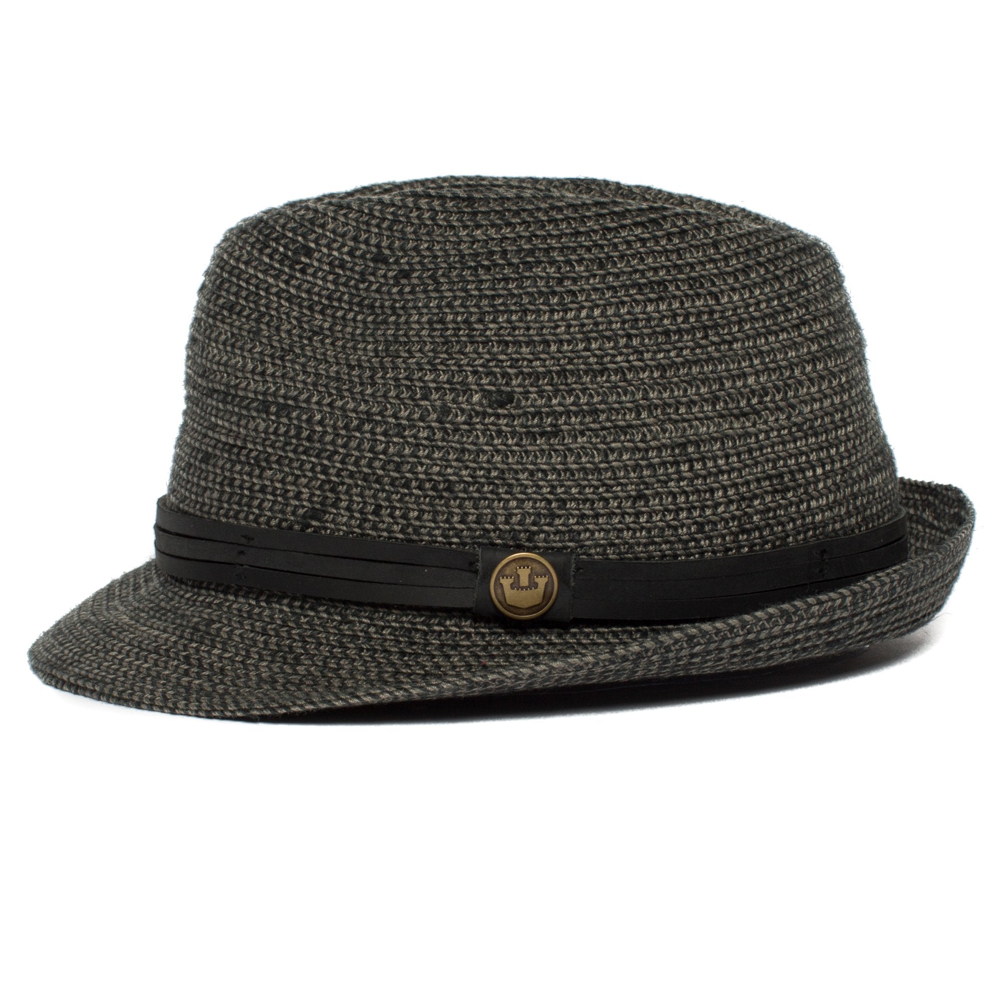 Goorin Bros. laying low teardrop short brim straw fedora hat Black side view