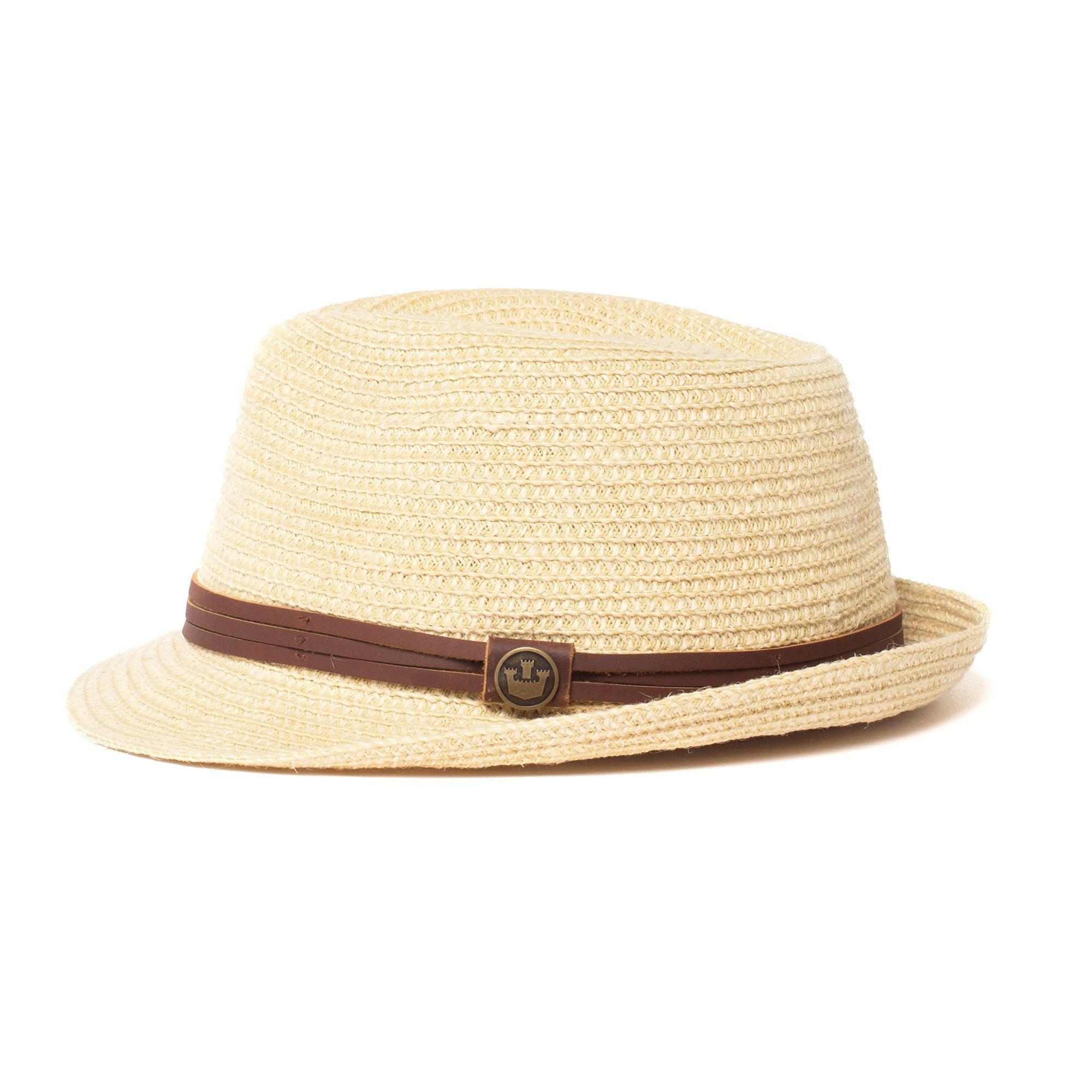 Goorin Bros. laying low teardrop short brim straw fedora hat Natural side view