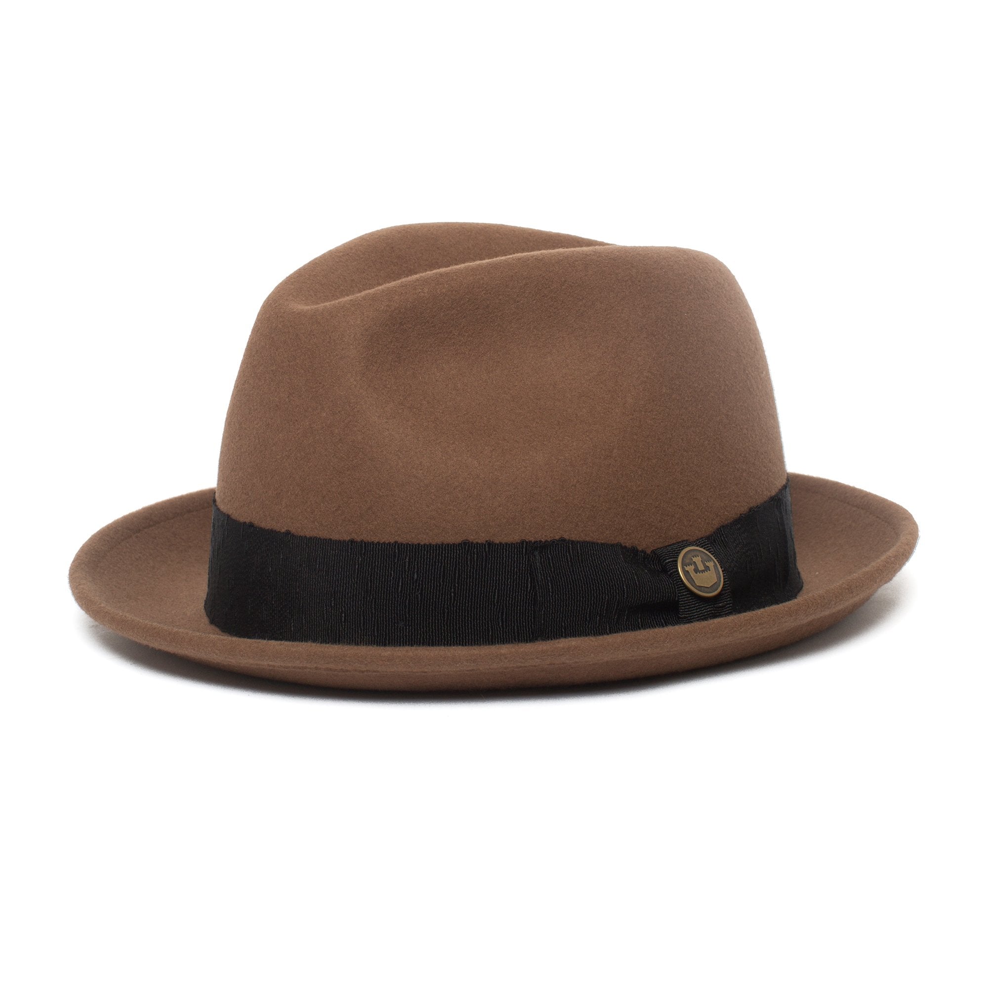 Goorin Bros. mr driver center dent medium brim felt fedora hat Brown left side view