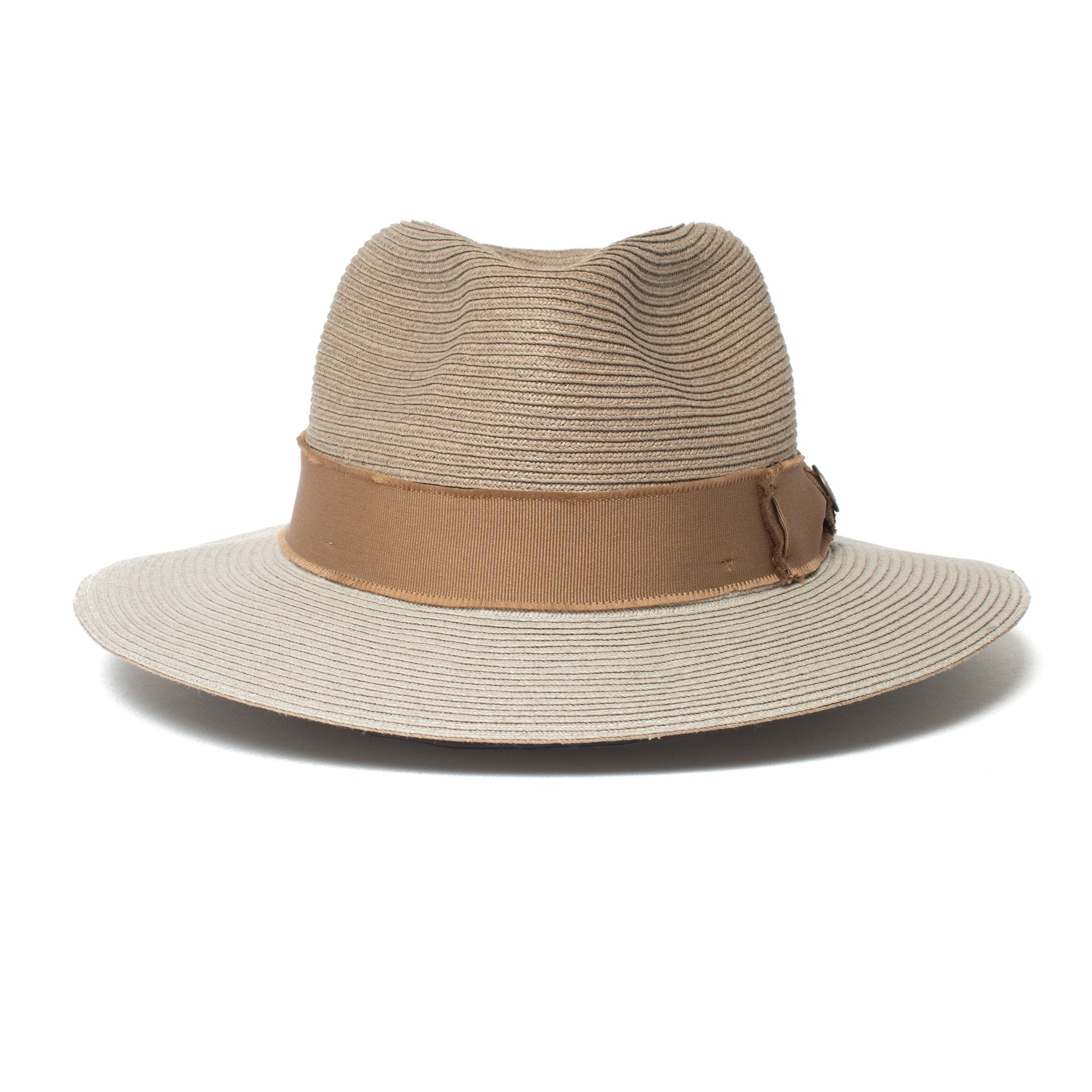 Goorin Bros. pepperfield teardrop wide brim straw fedora hat Grey front view