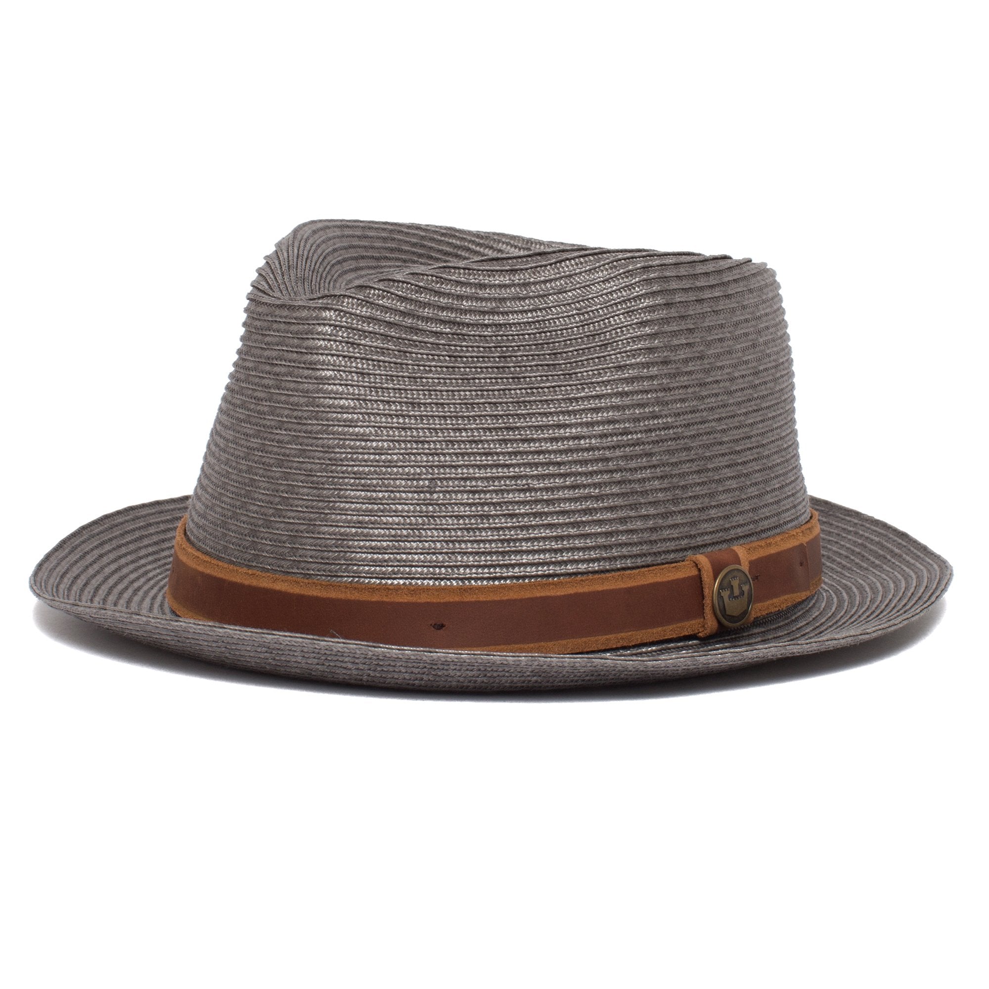 Goorin Bros. enjoy the ride teardrop medium brim polypropelene fedora hat Grey left side view