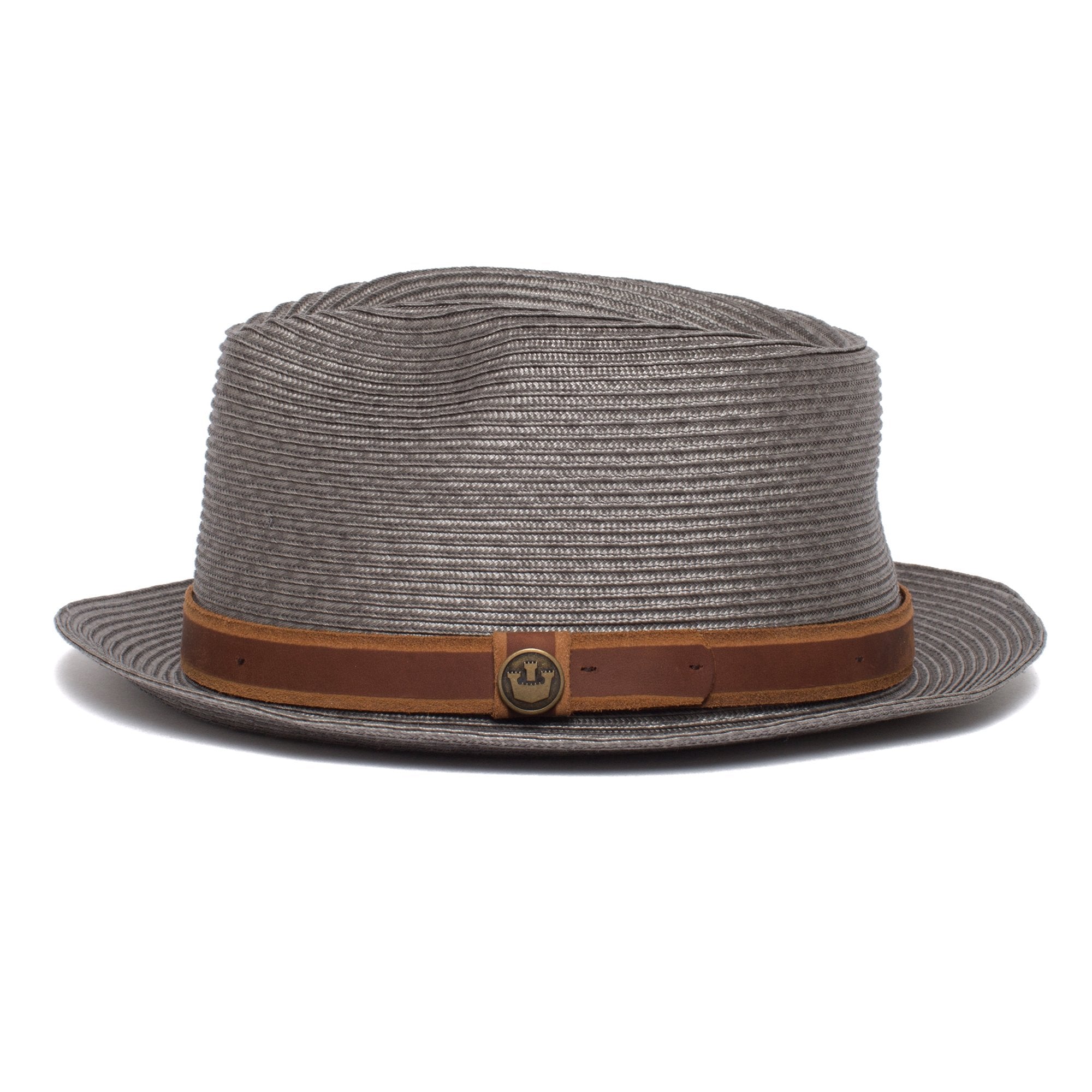 Goorin Bros. enjoy the ride teardrop medium brim polypropelene fedora hat Grey side view