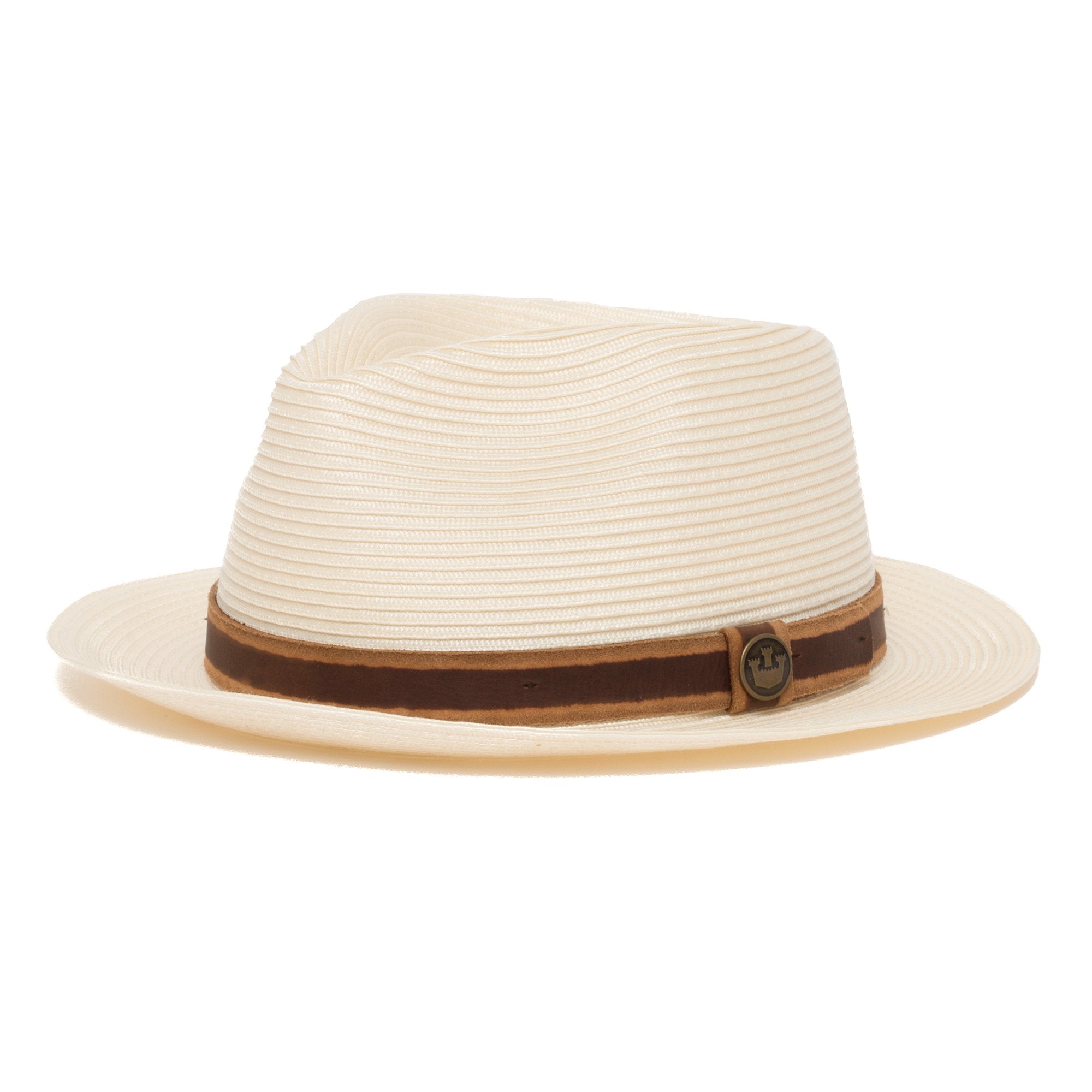 Goorin Bros. enjoy the ride teardrop medium brim polypropelene fedora hat White left side view