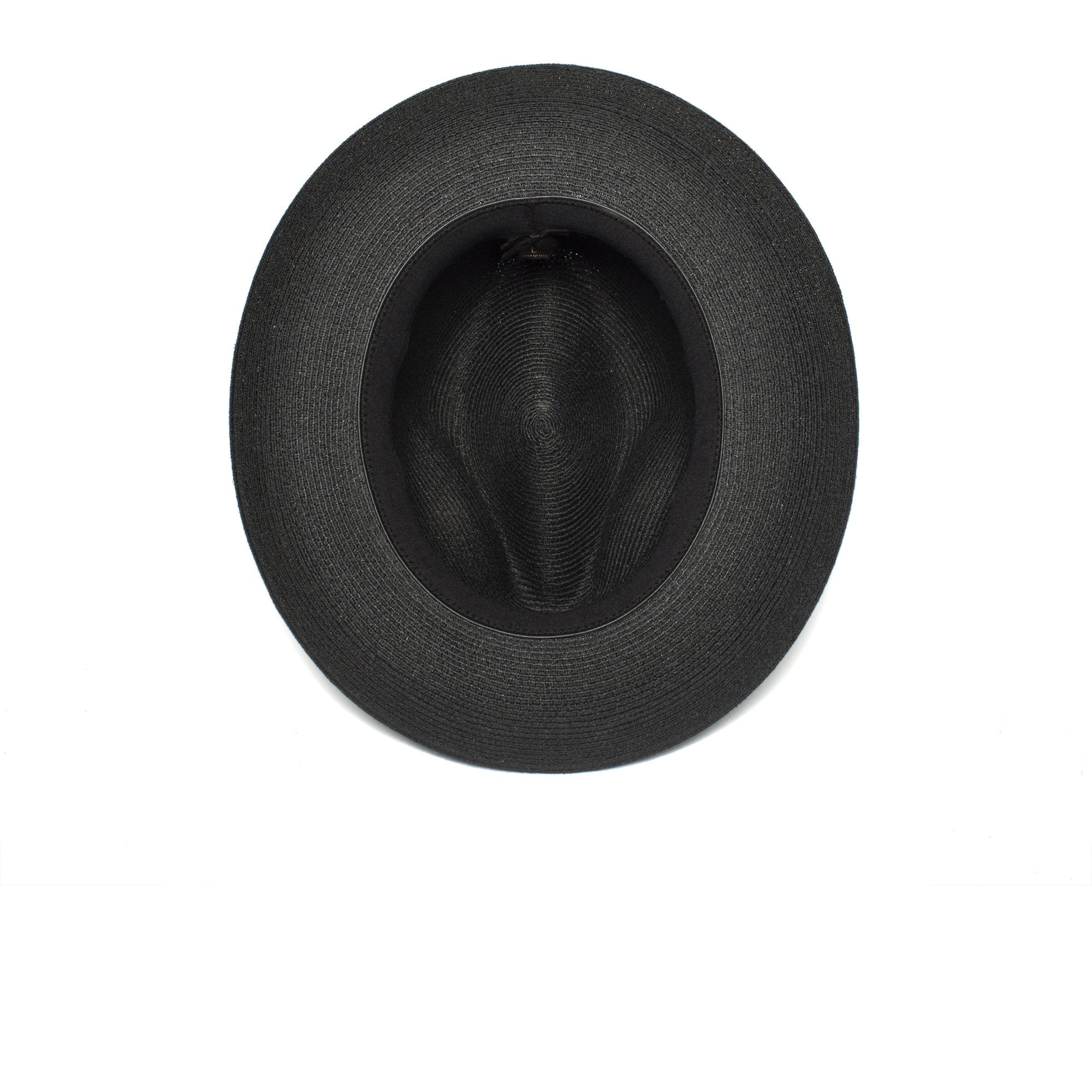Goorin Bros. butch jackson center dent wide brim straw fedora hat Black under view