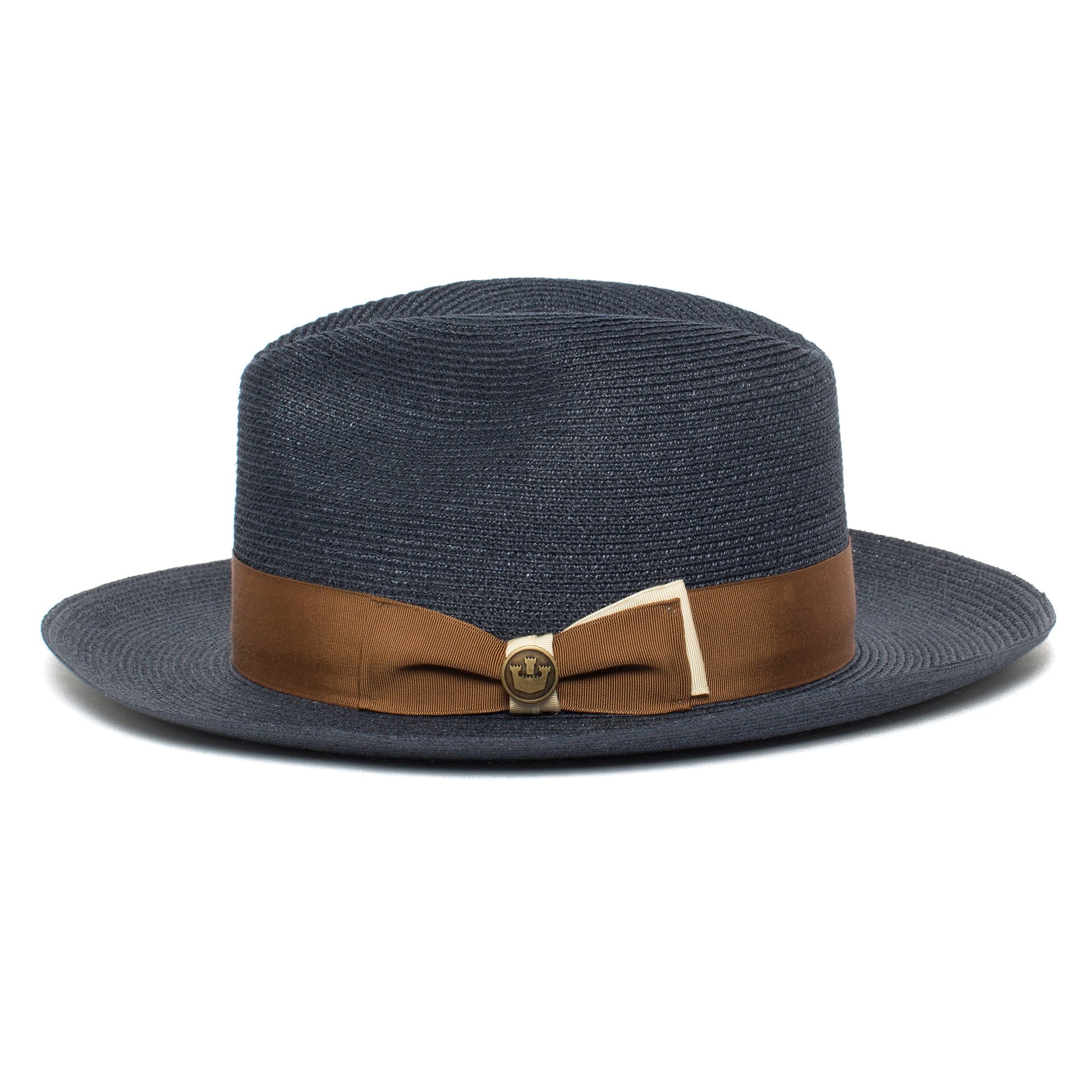 Goorin Bros. butch jackson center dent wide brim straw fedora hat Navy side view