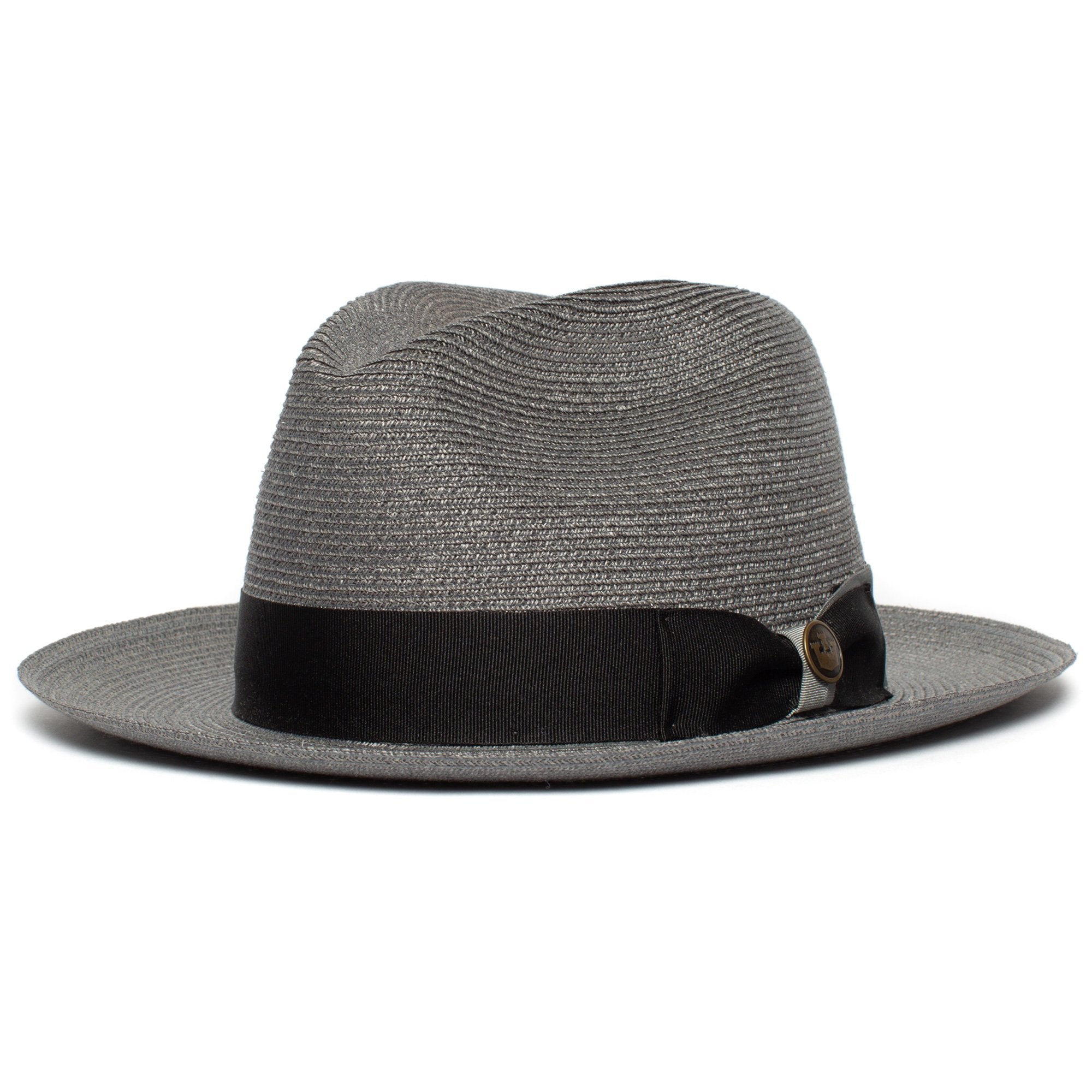 Goorin Bros. butch jackson center dent wide brim straw fedora hat Slate left side view