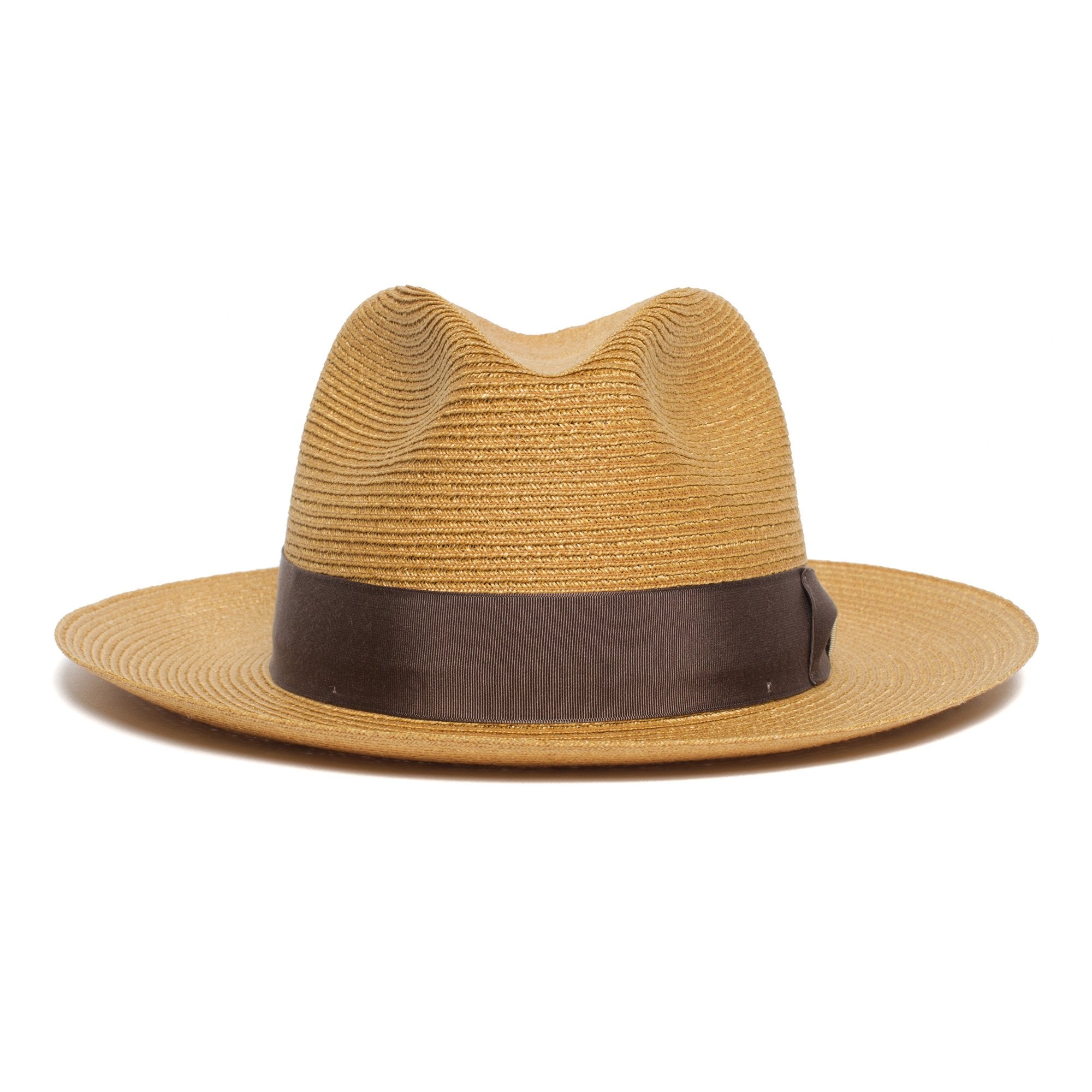 Goorin Bros. butch jackson center dent wide brim straw fedora hat Whiskey front view
