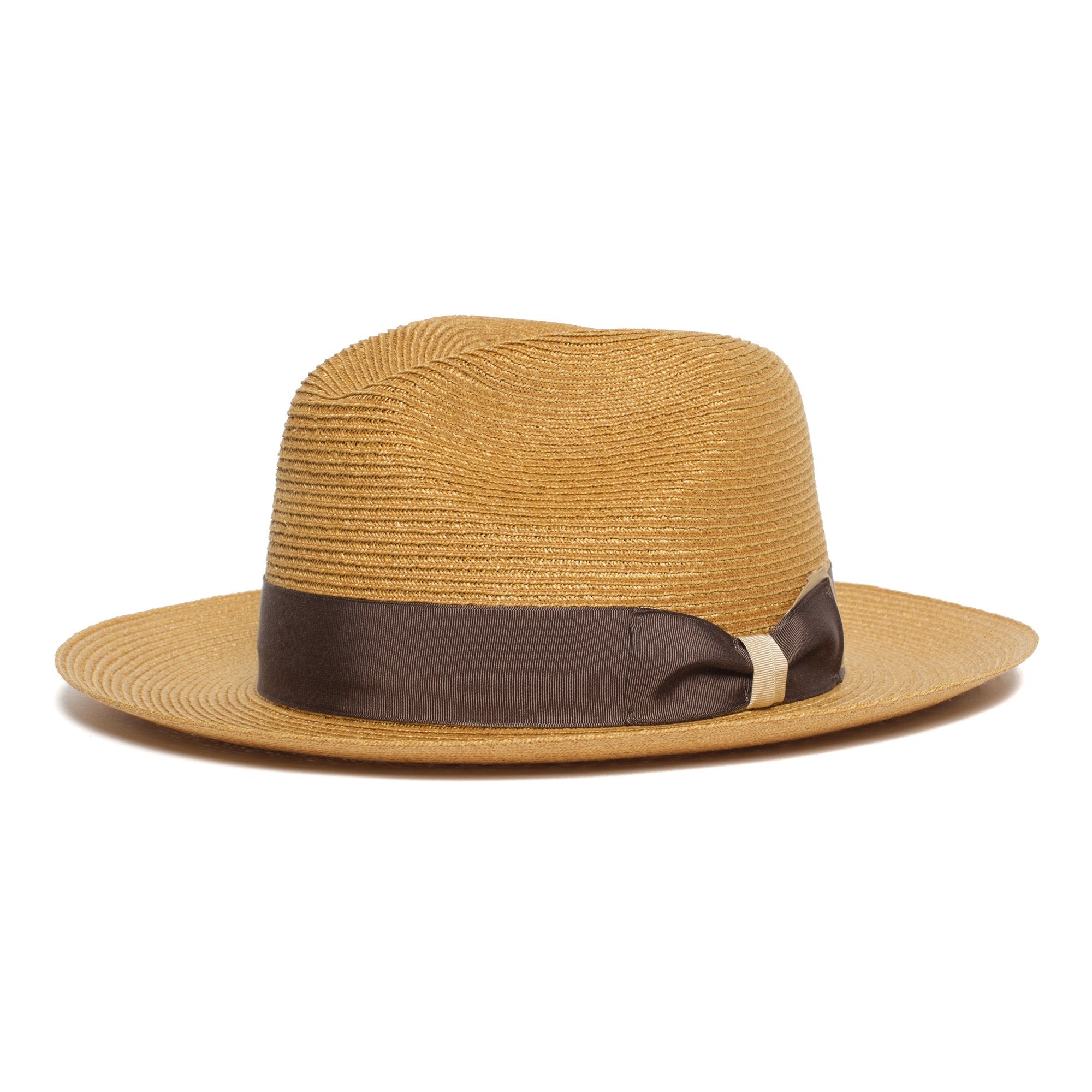 Goorin Bros. butch jackson center dent wide brim straw fedora hat Whiskey left side view
