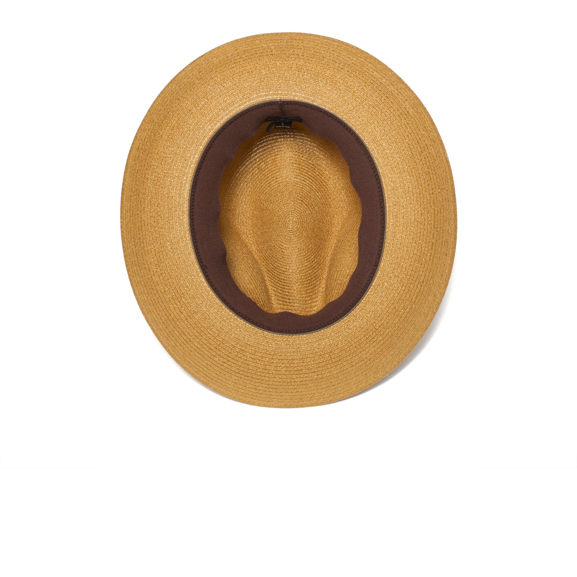 Goorin Bros. butch jackson center dent wide brim straw fedora hat Whiskey under view