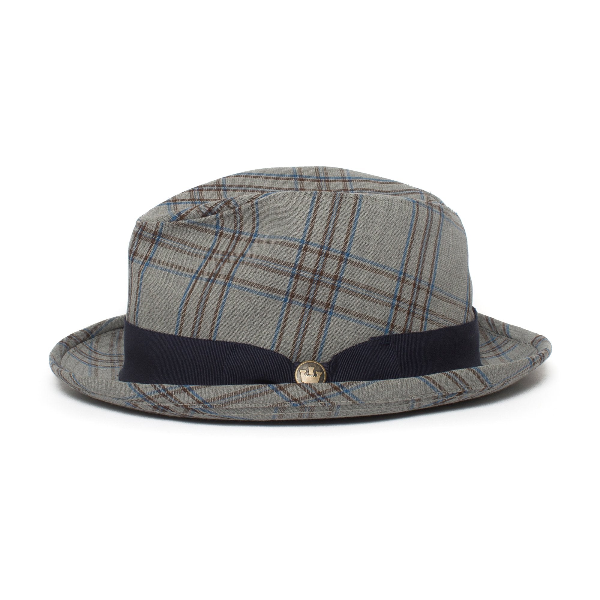 Goorin Bros. chandler handcock center dent medium brim cotton fedora hat Grey side view