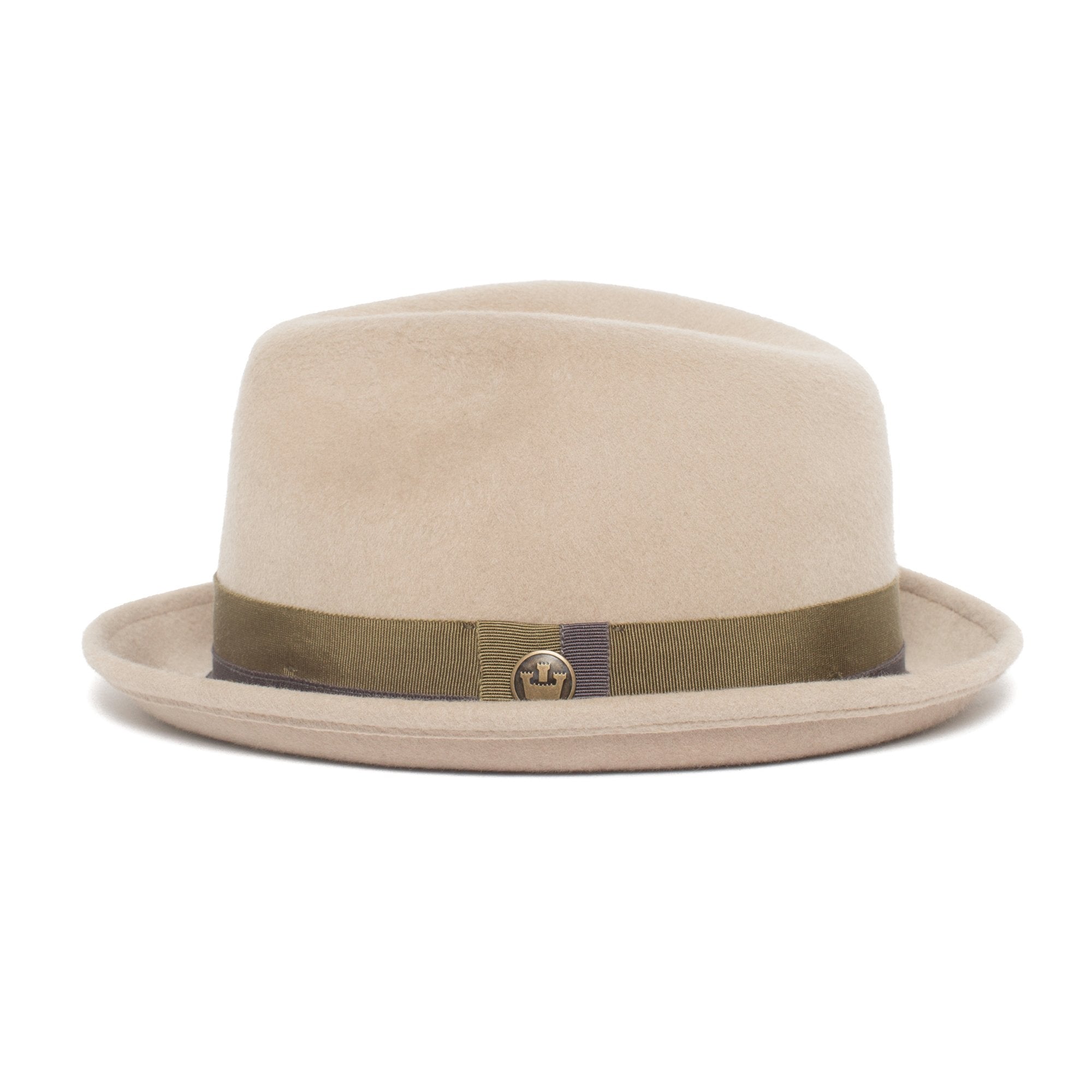 Goorin Bros. baby face center dent short brim wool fedora hat Tan side view