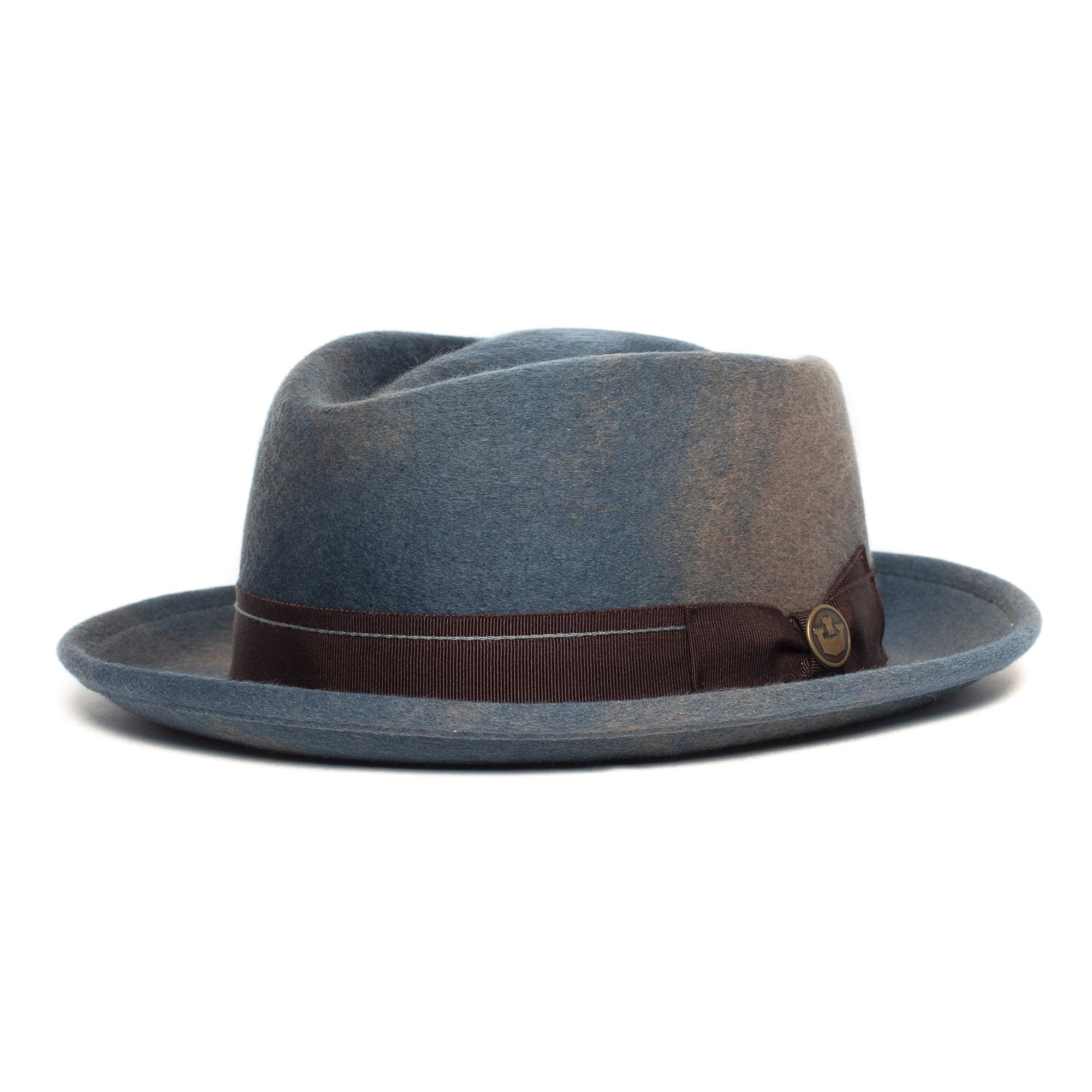 Goorin Bros. note king diamond medium brim felt porkpie fedora hat Slate left side view