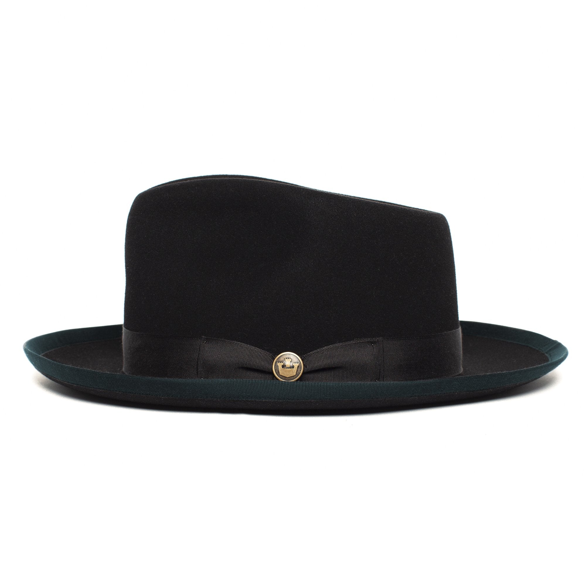 Goorin Bros. river gray teardrop wide brim felt fedora hat Black side view
