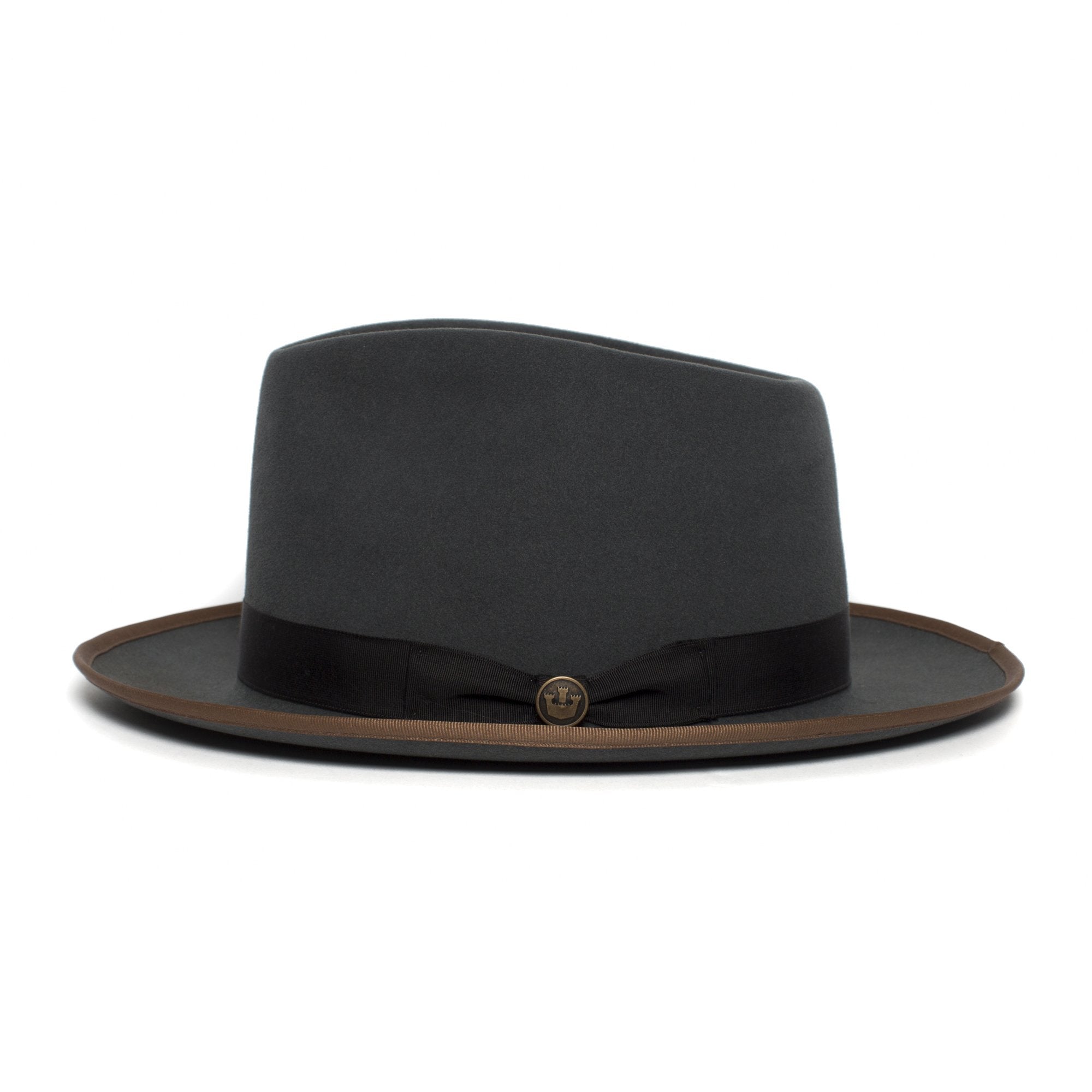 Goorin Bros. river gray teardrop wide brim felt fedora hat Grey side view