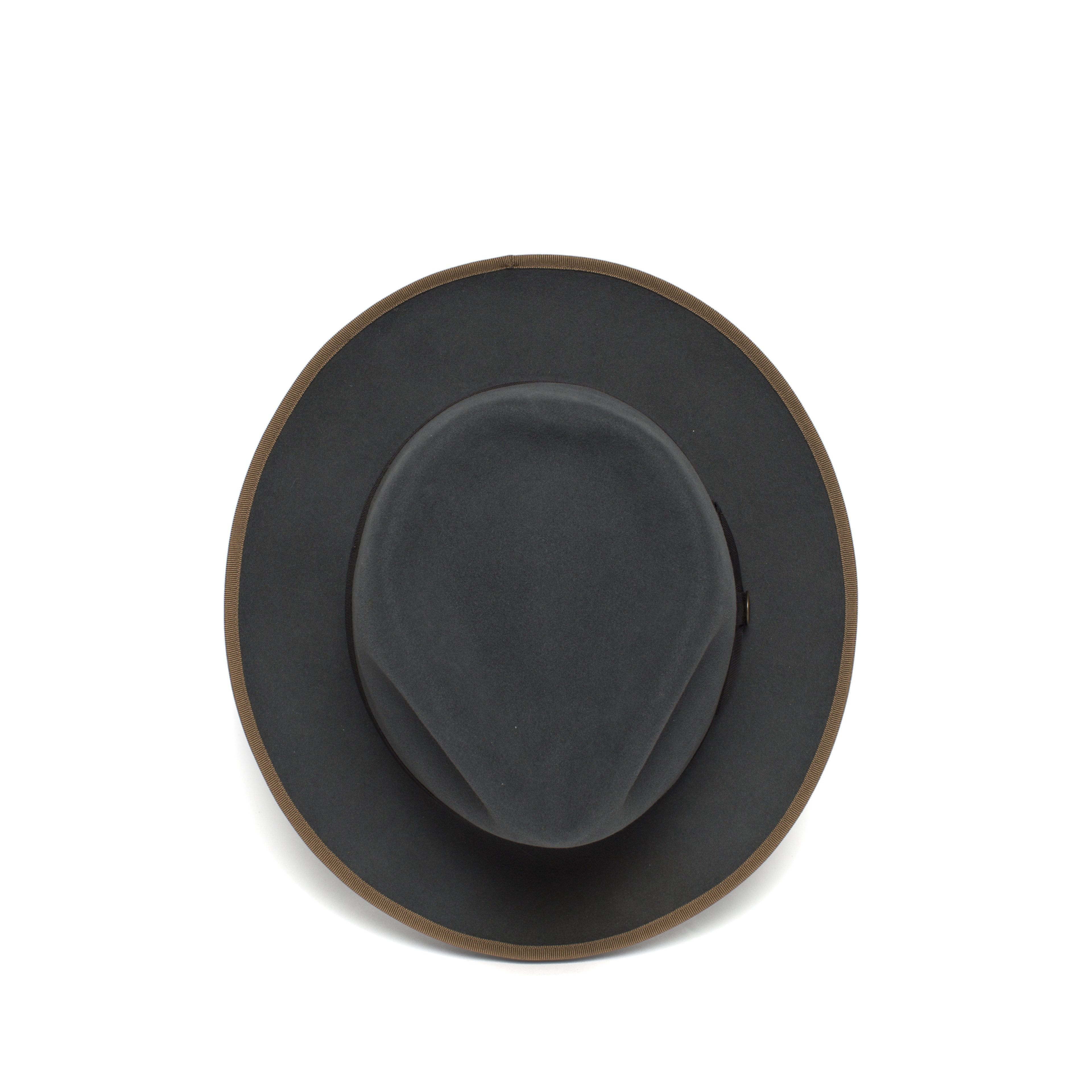 Goorin Bros. river gray teardrop wide brim felt fedora hat Grey top view