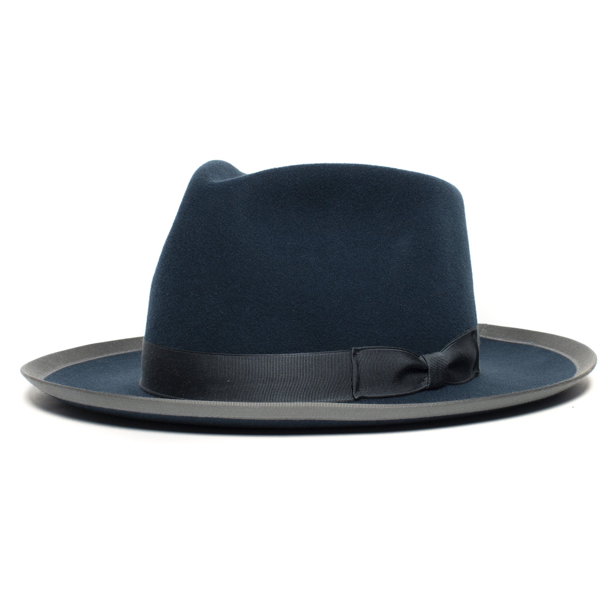 Goorin Bros. river gray teardrop wide brim felt fedora hat Navy left side view