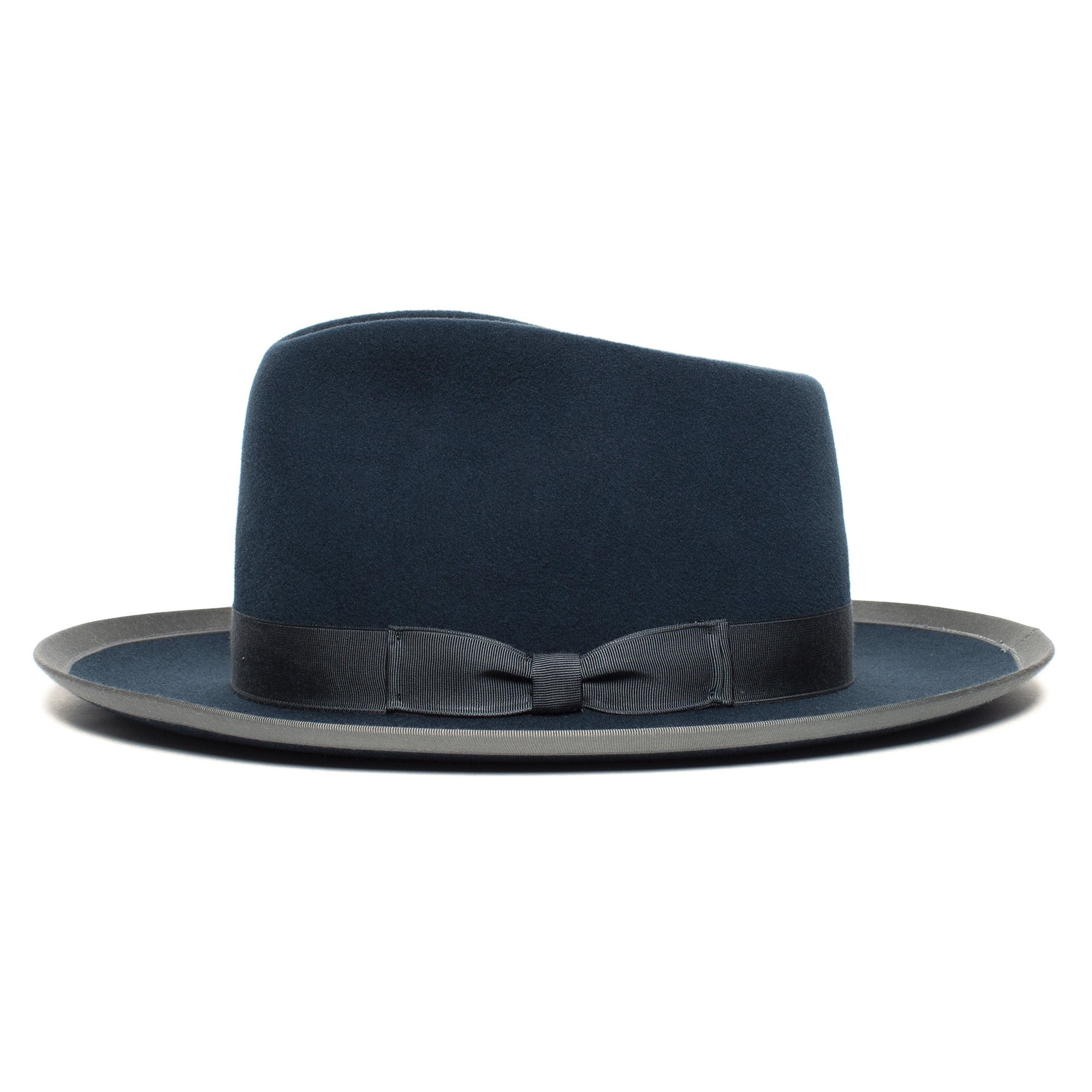 Goorin Bros. river gray teardrop wide brim felt fedora hat Navy side view