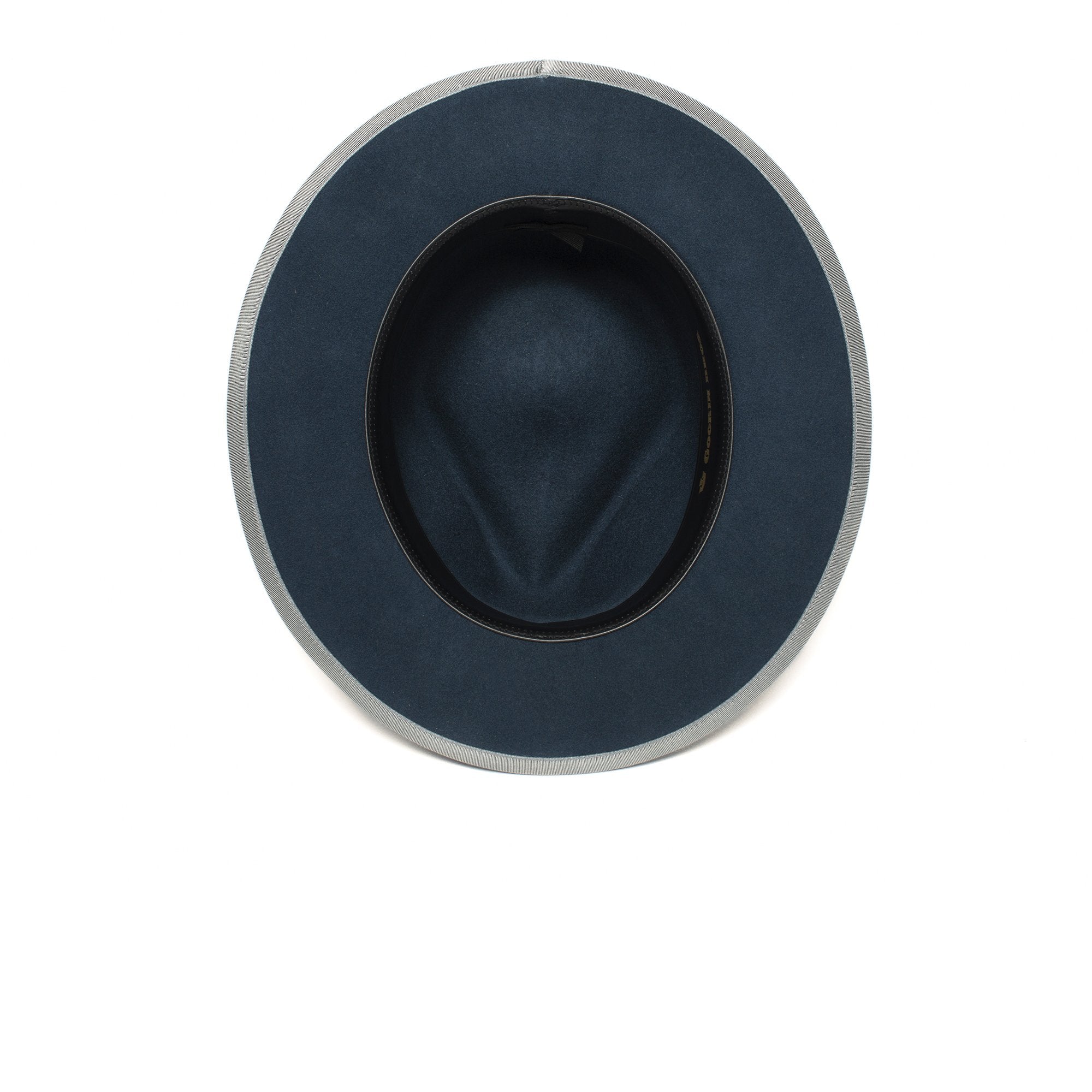 Goorin Bros. river gray teardrop wide brim felt fedora hat Navy under view