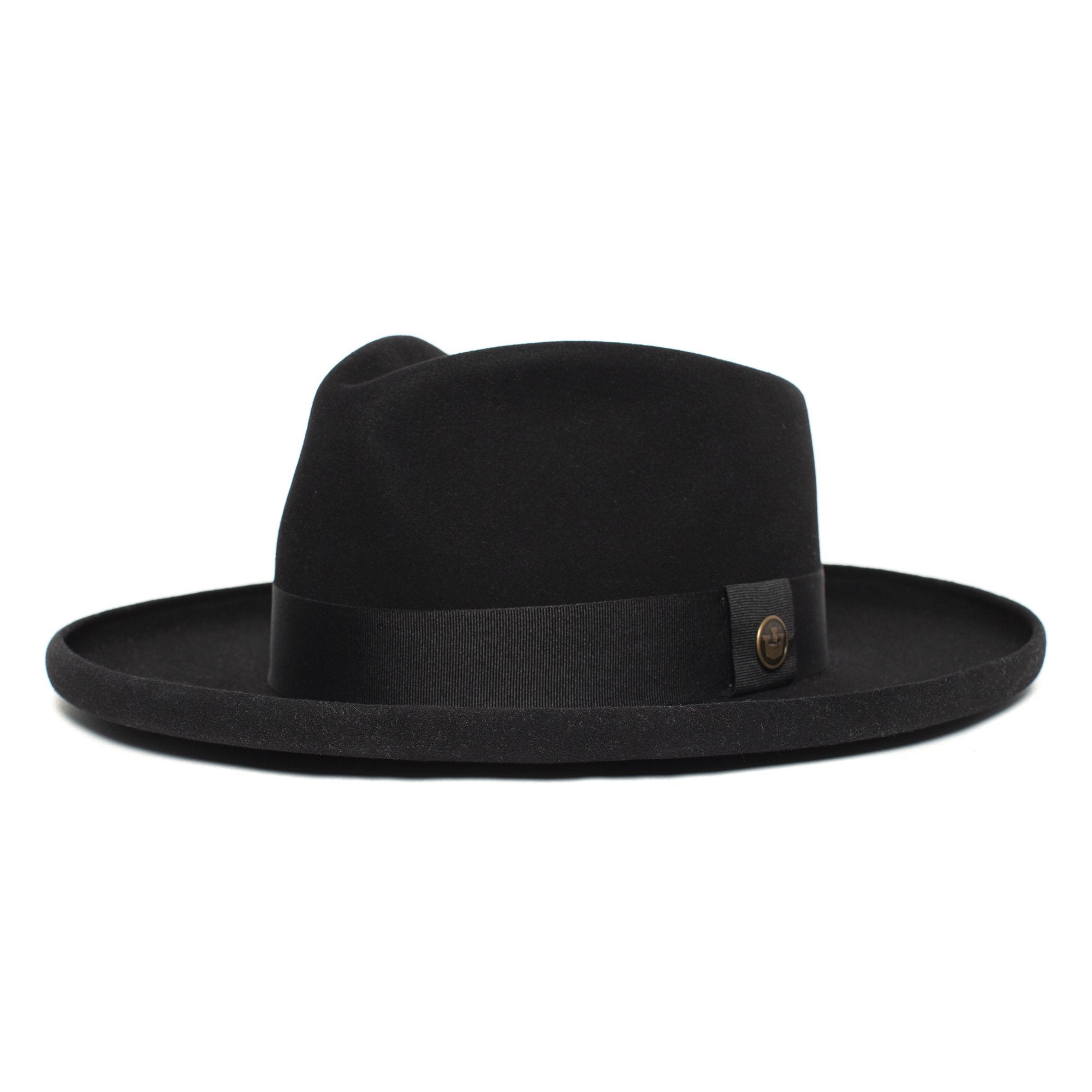 Goorin Bros. colonel pierce teardrop wide brim felt fedora hat Black left side view