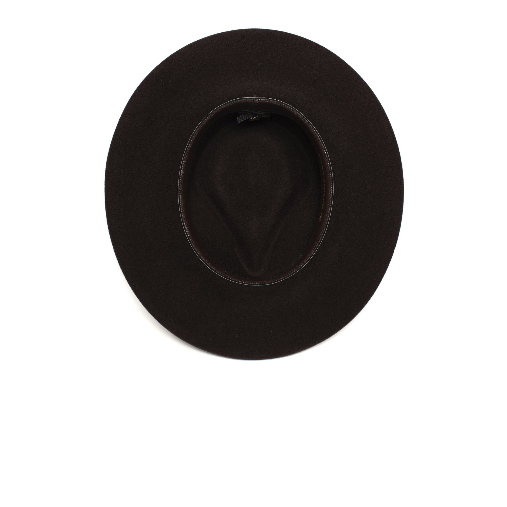 Goorin Bros. colonel pierce teardrop wide brim felt fedora hat Dark Brown under view