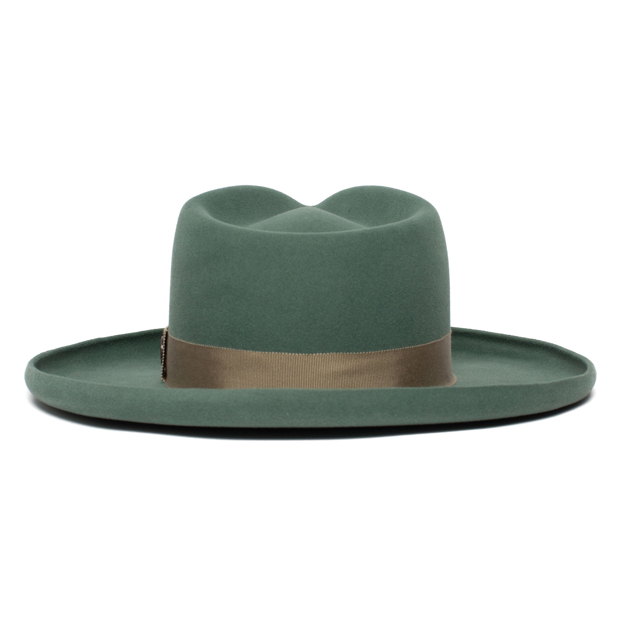 Goorin Bros. colonel pierce teardrop wide brim felt fedora hat Olive back view