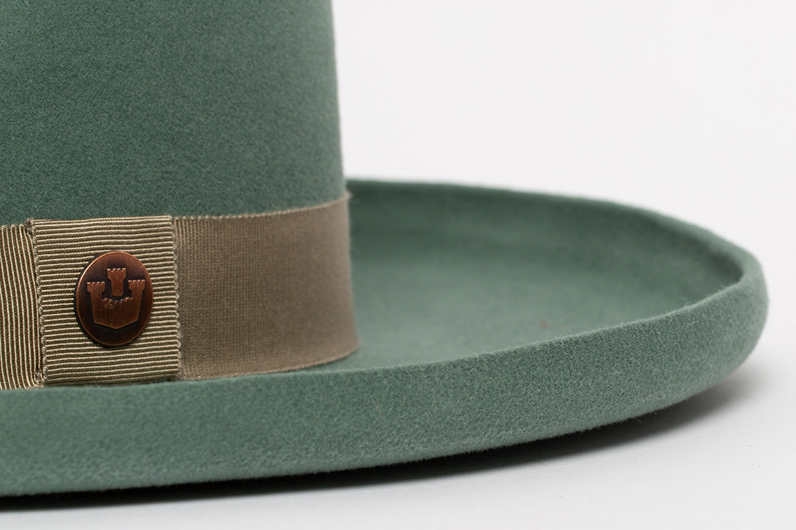 Goorin Bros. colonel pierce teardrop wide brim felt fedora hat Olive Brim Detail