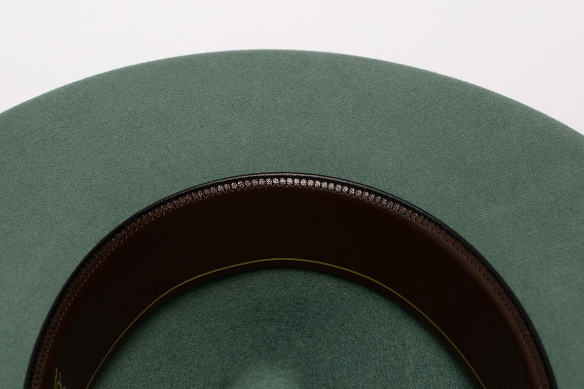 Goorin Bros. colonel pierce teardrop wide brim felt fedora hat Olive Sweatband