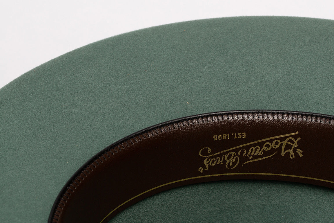 Goorin Bros. colonel pierce teardrop wide brim felt fedora hat Olive Sweatband