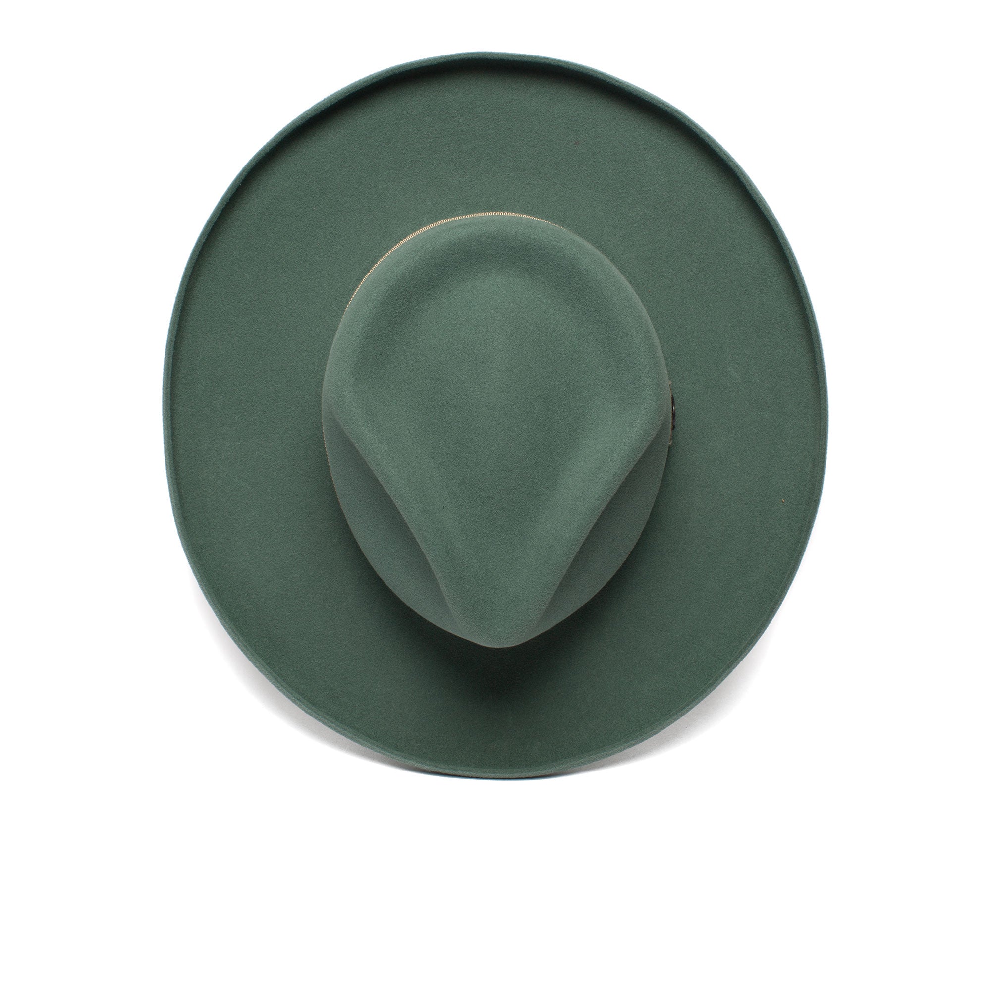 Goorin Bros. colonel pierce teardrop wide brim felt fedora hat Olive top view