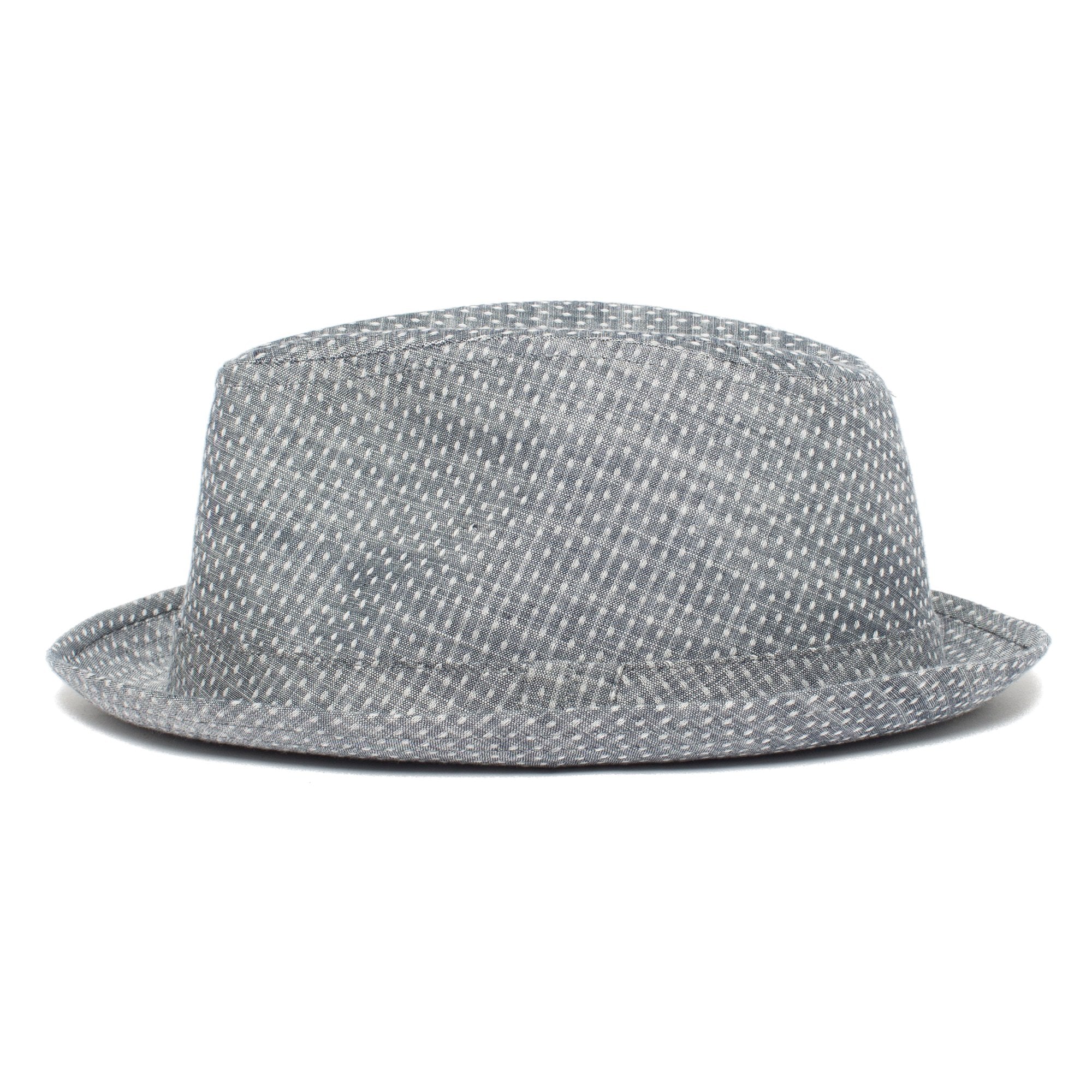 Goorin Bros. laid back center dent short brim cotton fedora hat Blue side view
