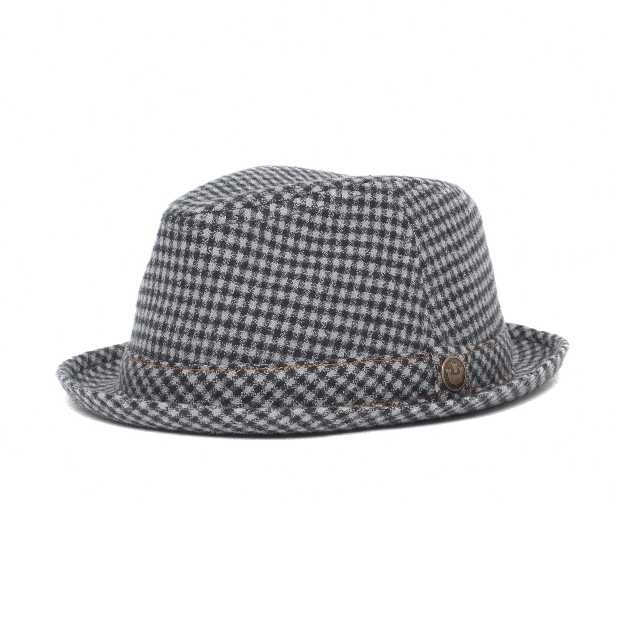 Goorin Bros. johnny lager center dent short brim cotton fedora hat Grey left side view