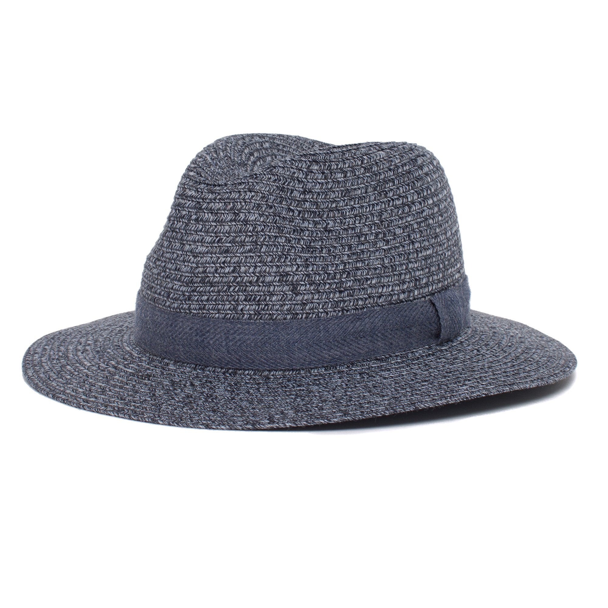 Goorin Bros. roll the dice center dent wide brim polyester fedora hat Navy left side view
