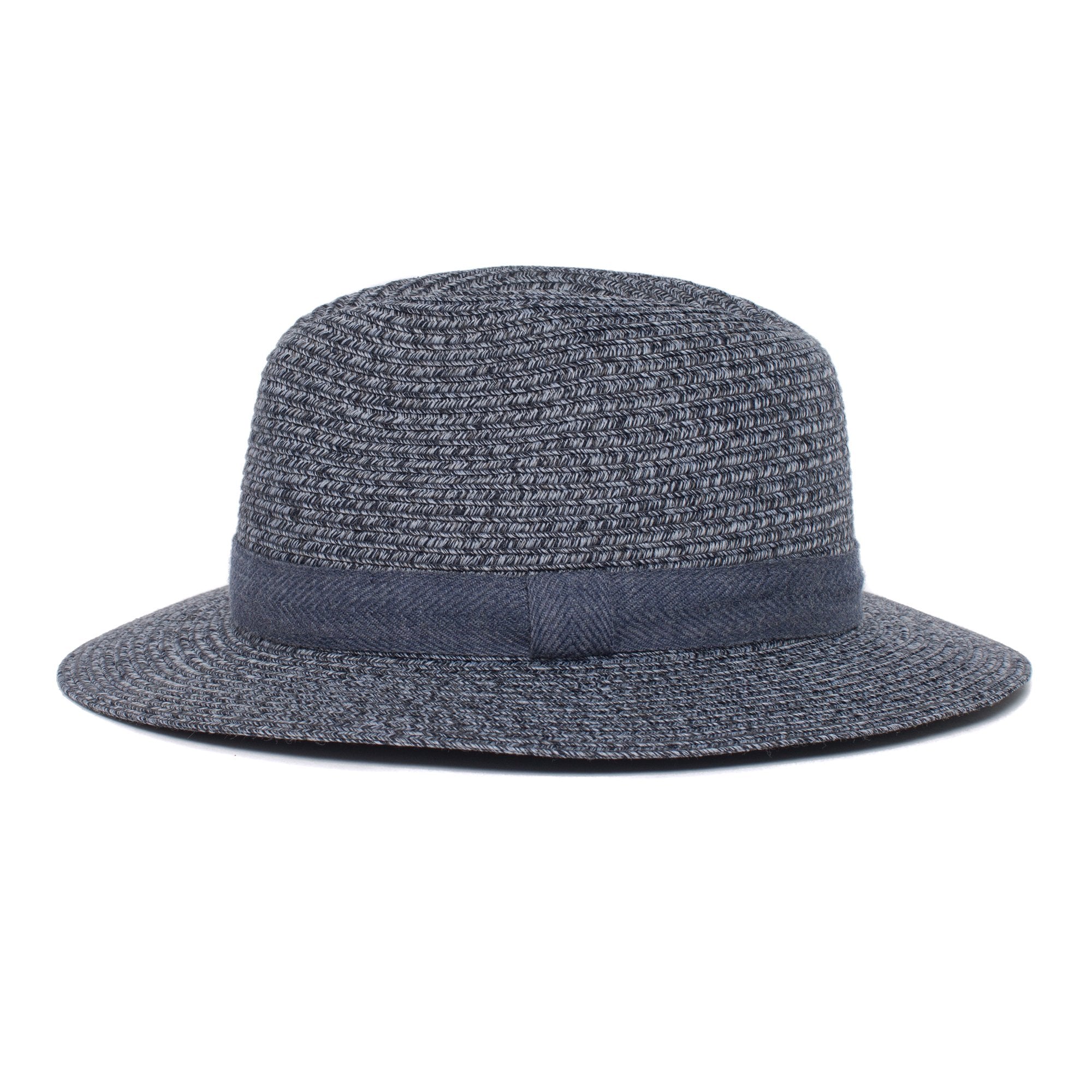 Goorin Bros. roll the dice center dent wide brim polyester fedora hat Navy side view