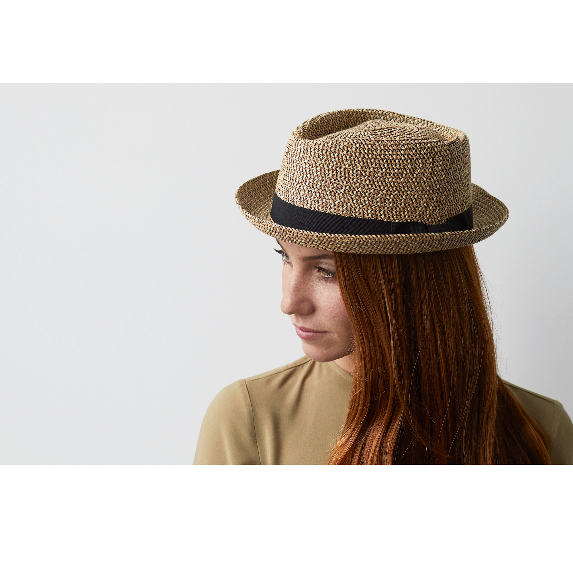 Goorin Bros. low country diamond short brim paper poly blend porkpie fedora hat Natural womens styling