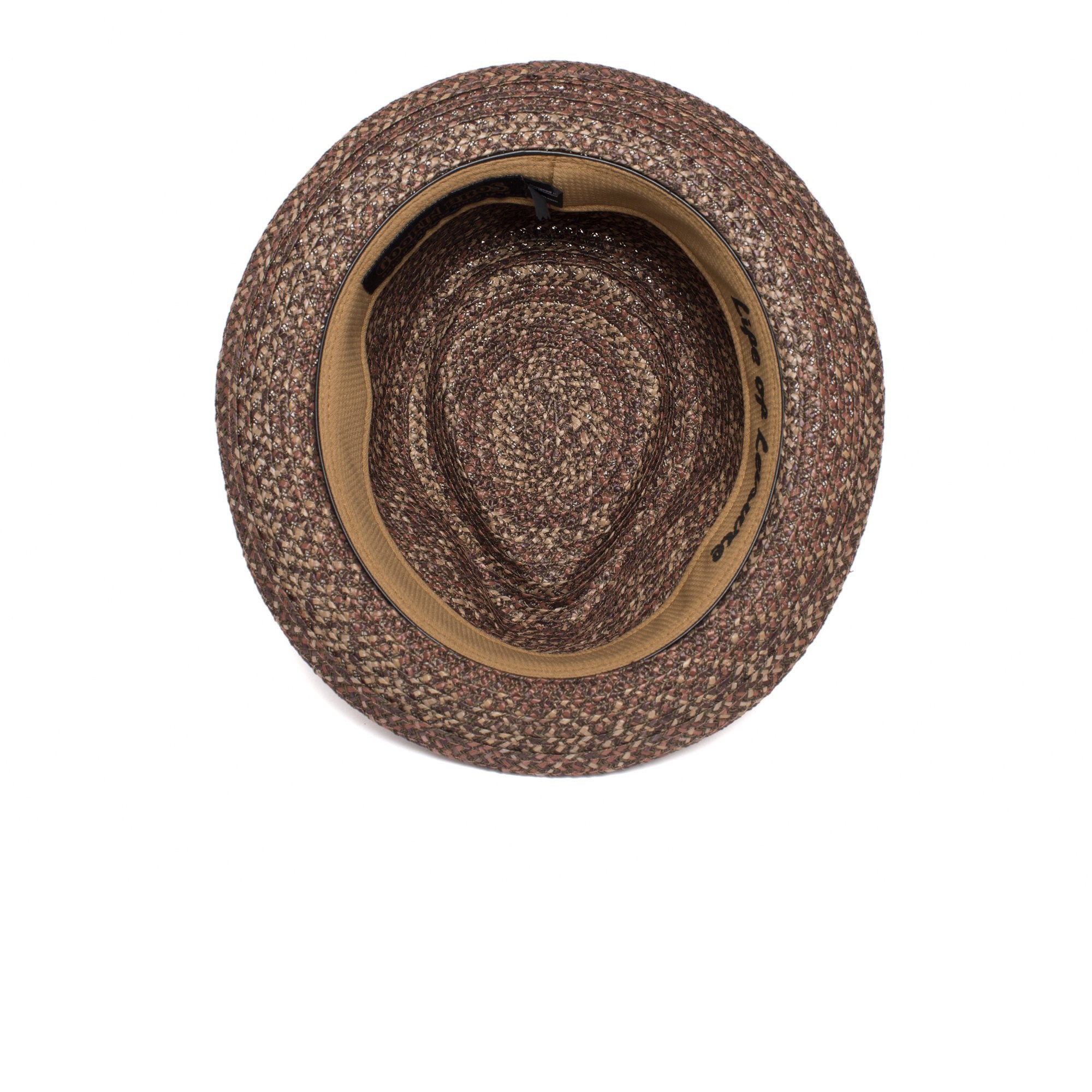 Goorin Bros. big frank diamond medium brim straw porkpie fedora hat Brown under view