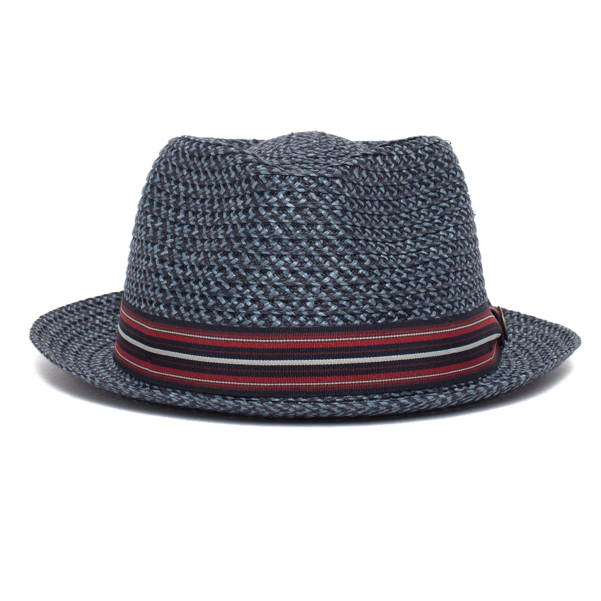 Goorin Bros. big frank diamond medium brim straw porkpie fedora hat Navy front view